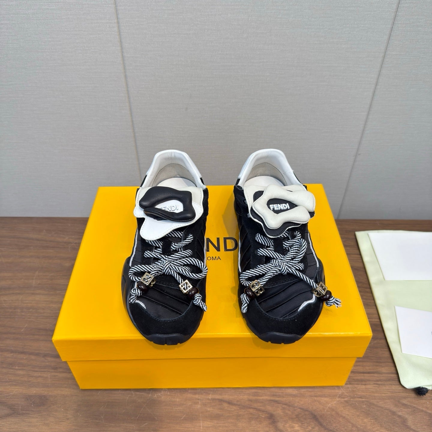 Fendi Wave Pulse Black Fabric Suede 836558