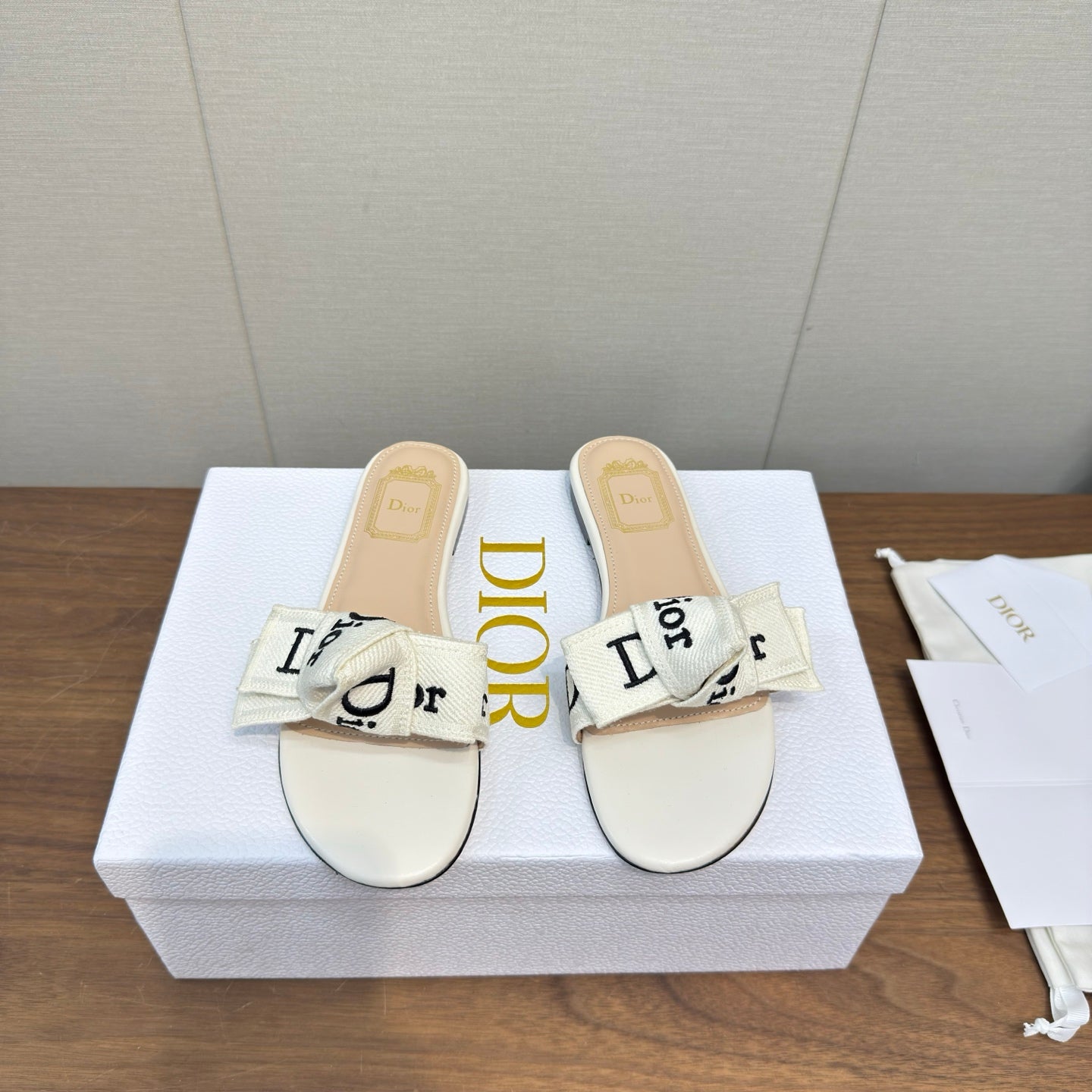CD 26s J'Adior Slides White Canvas Lambskin 922457