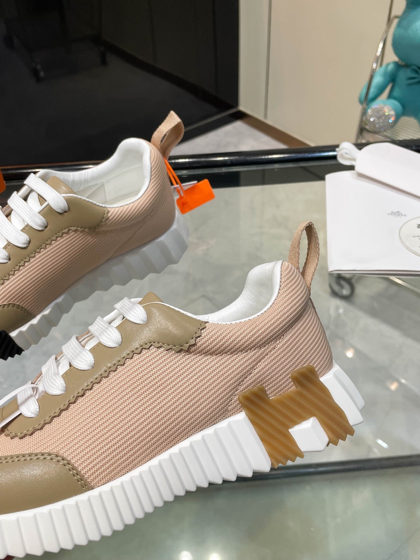 HM Bouncing Sneakers Khaki Mesh and Sport Goatskin 531343
