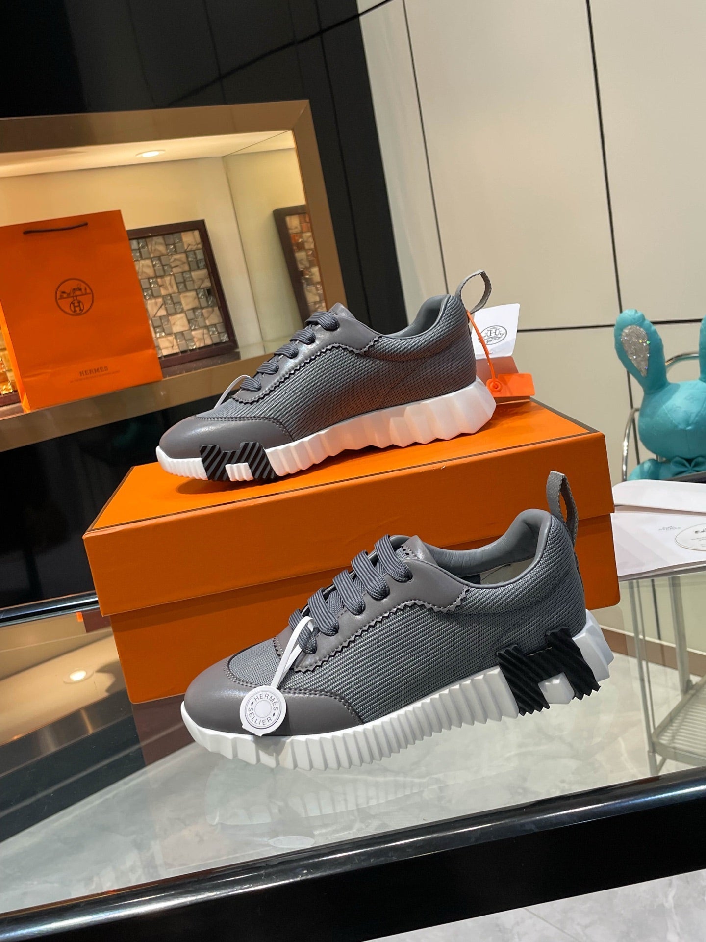 HM Bouncing Sneakers Dark Grey Mesh and Sport Goatskin 531350