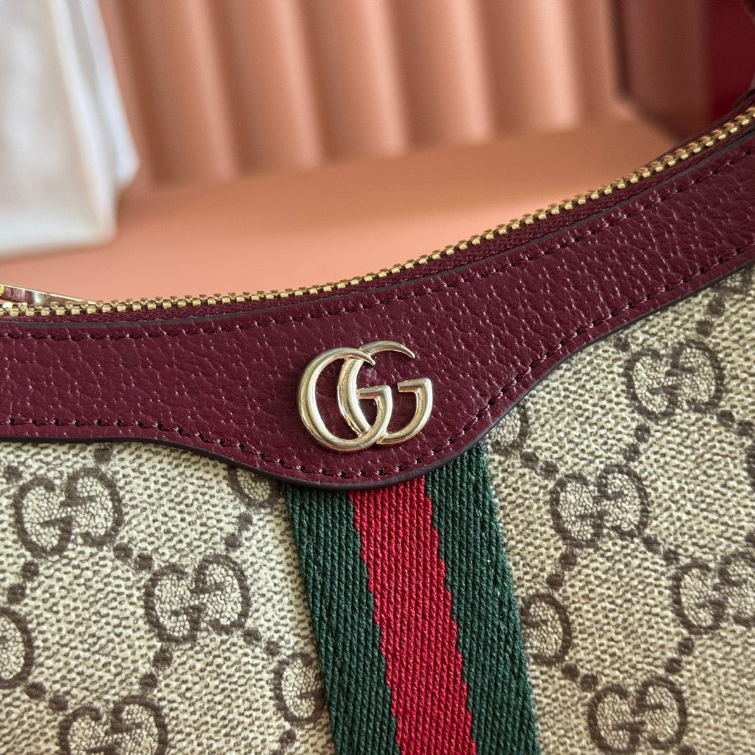 GG Ophidia Mini Shoulder Bag Red Beige Brown Leather Canvas