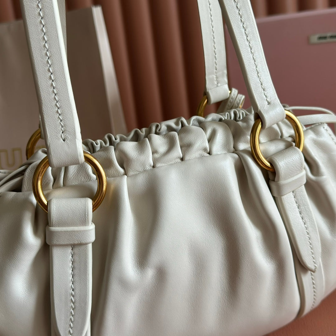 Miu Joie Shoulder Bag White Nappa Leather