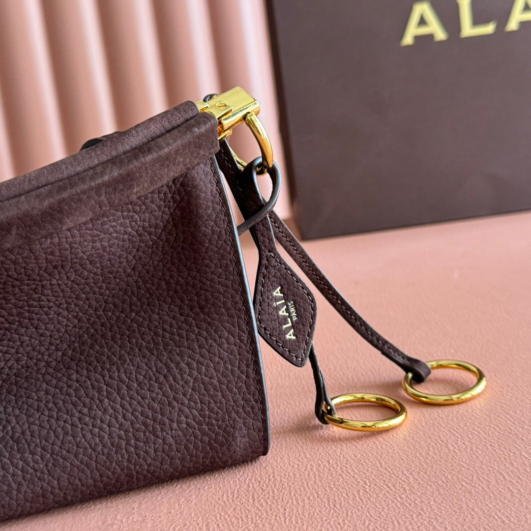 Alaia Le Click East West Small Bag 25cm Dark Brown mix Burgundy Cowhide
