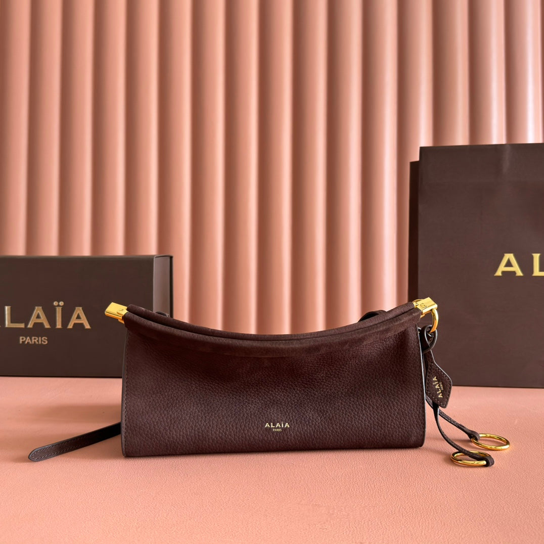 Alaia Le Click East West Small Bag 25cm Dark Brown mix Burgundy Cowhide