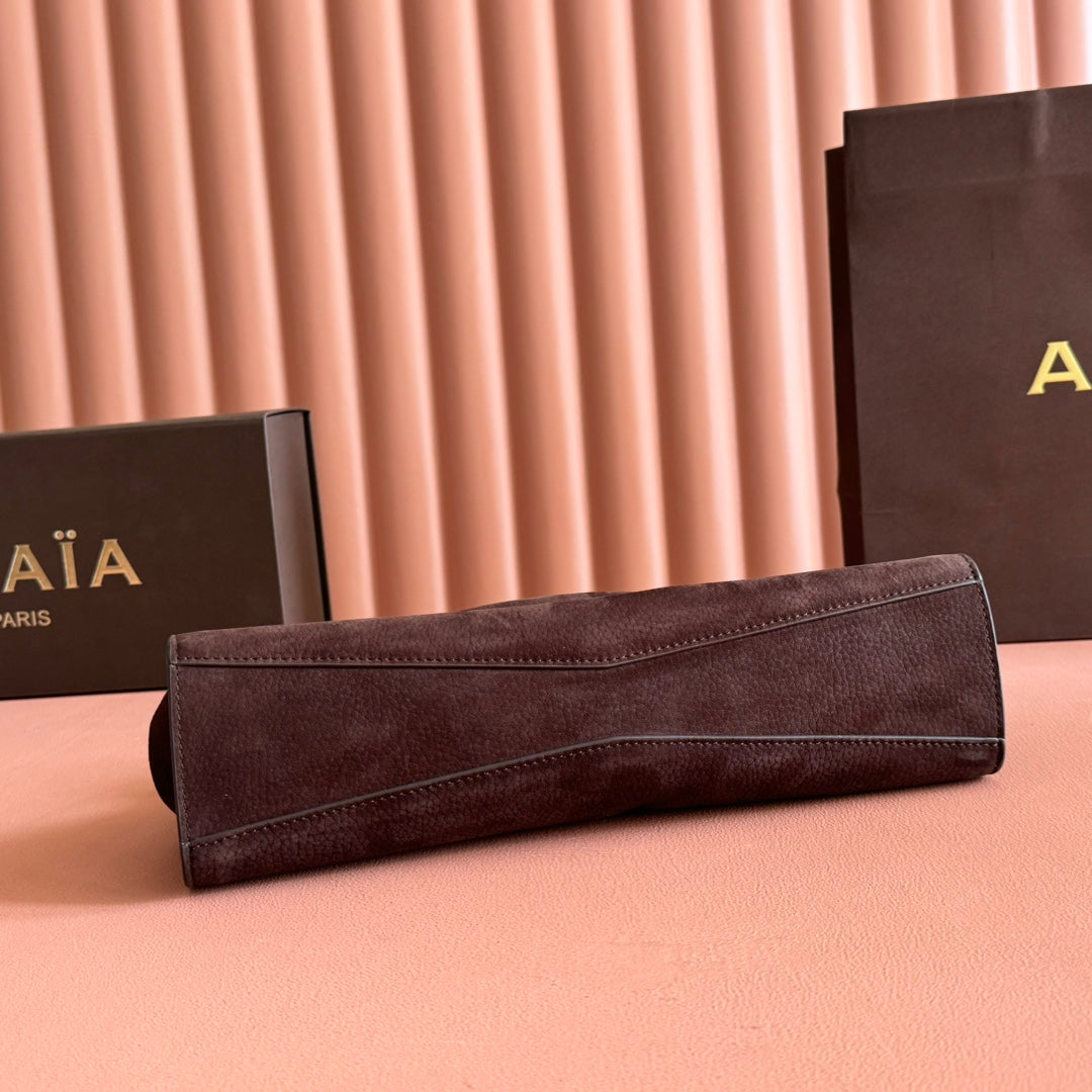 Alaia Le Click East West Medium Bag 30cm Dark Brown mix Burgundy Cowhide