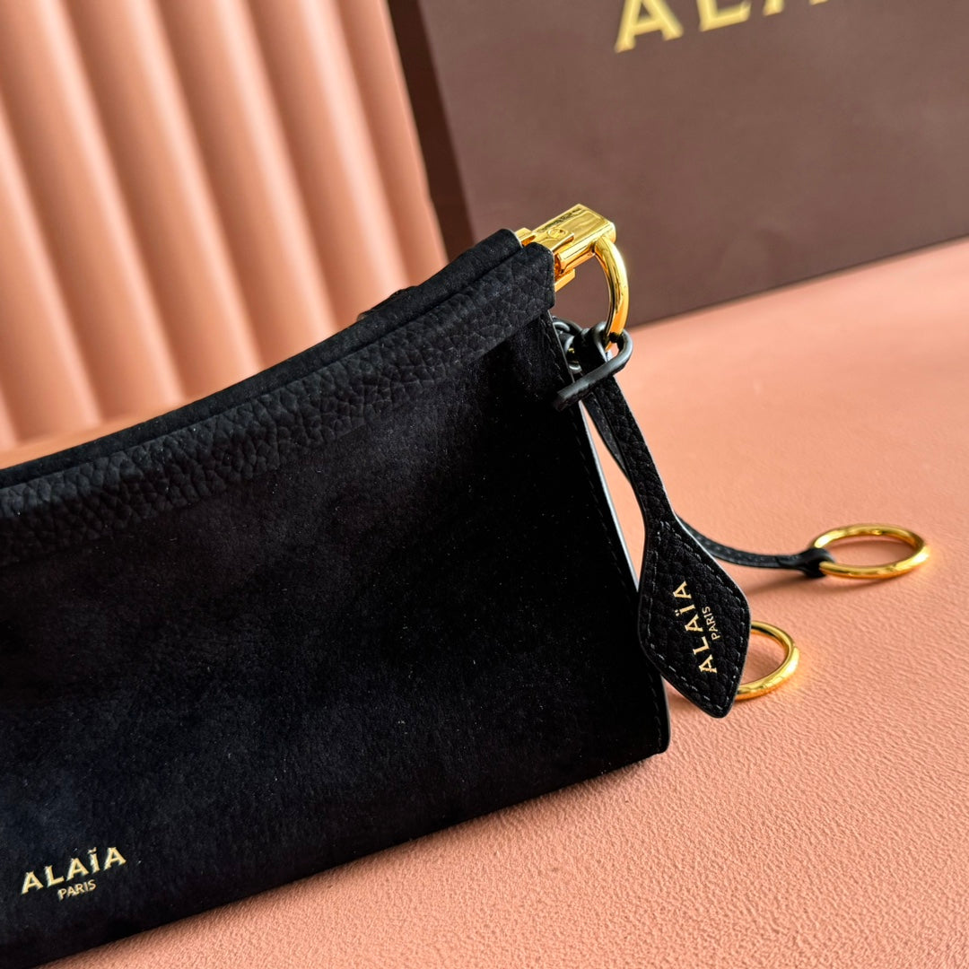Alaia Le Click East West Small Bag 25cm Black Suede