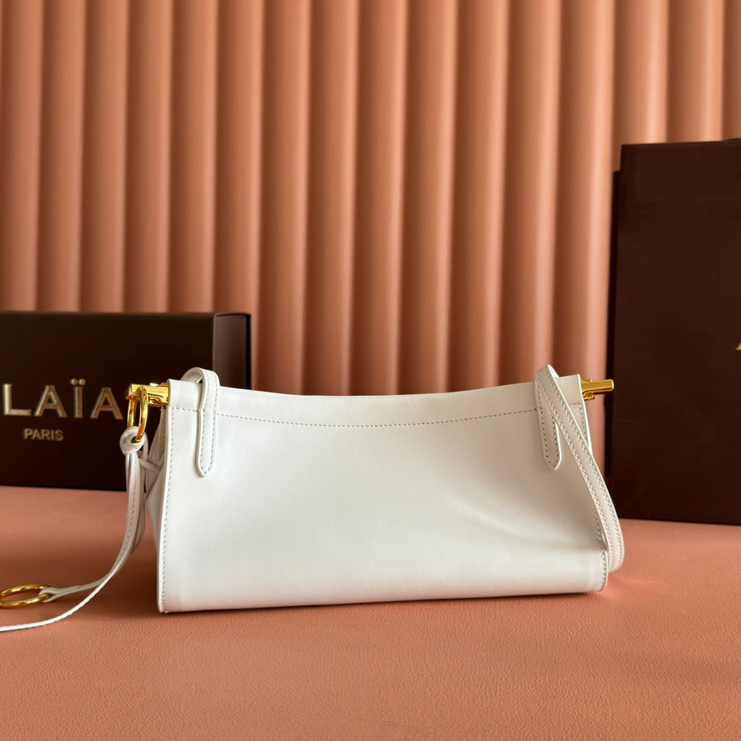Alaia Le Click East West Small Bag 25cm White Calfskin