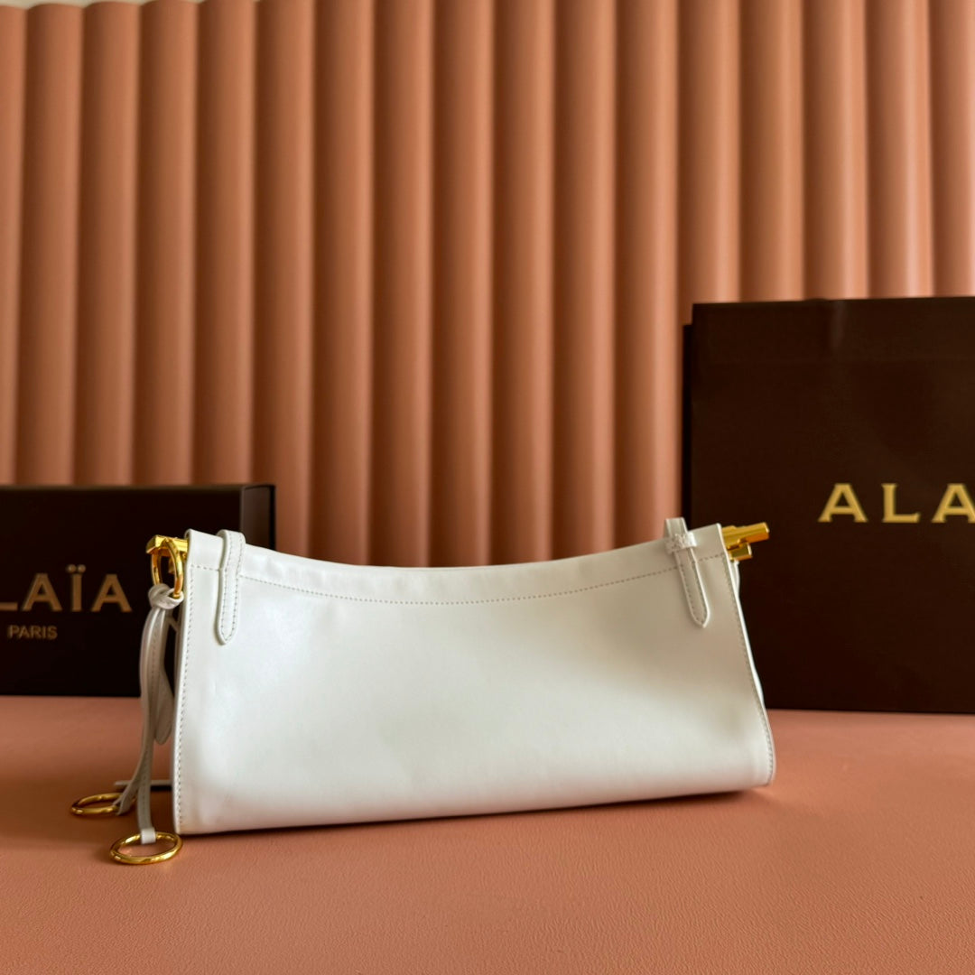 Alaia Le Click East West Medium Bag 30cm White Calfskin
