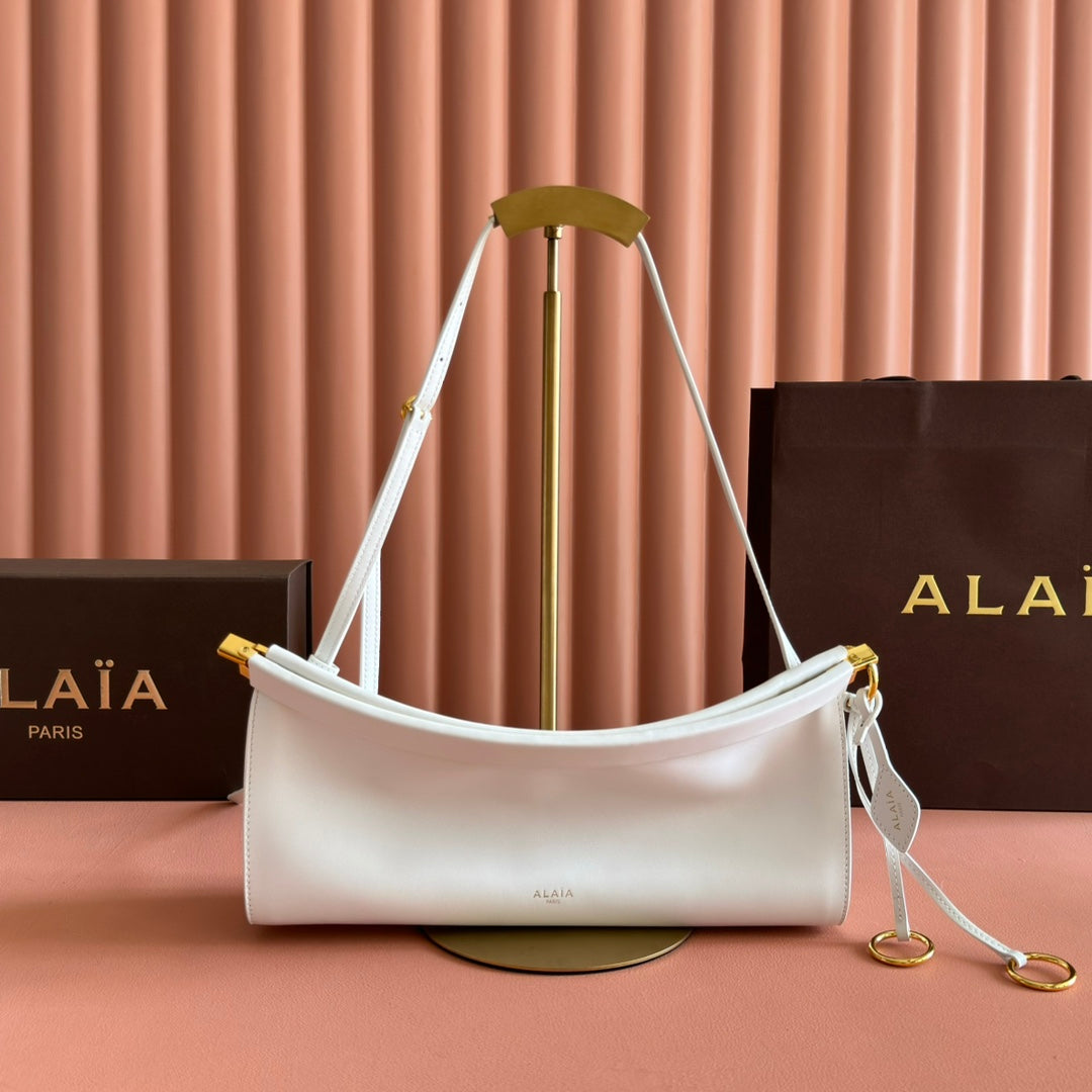 Alaia Le Click East West Medium Bag 30cm White Calfskin