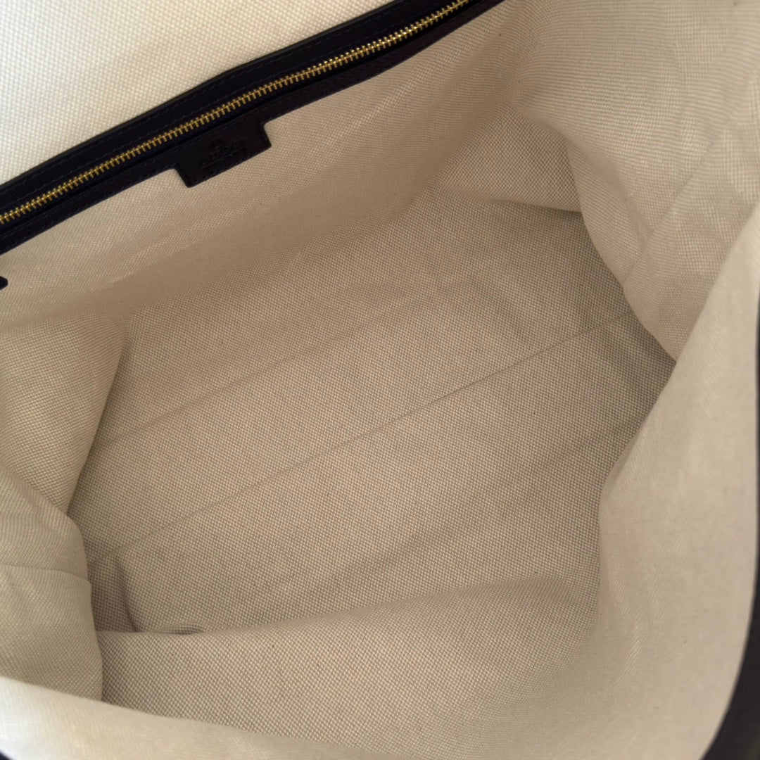 GG Beatrix Large Tote Bag Beige & Dark Blue GG Monogram Fabric Monogram Fabric