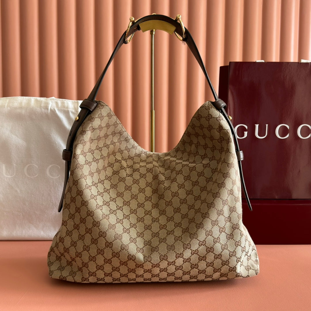 GG Beatrix Large Tote Bag Beige & Dark Brown GG Monogram Fabric 272142