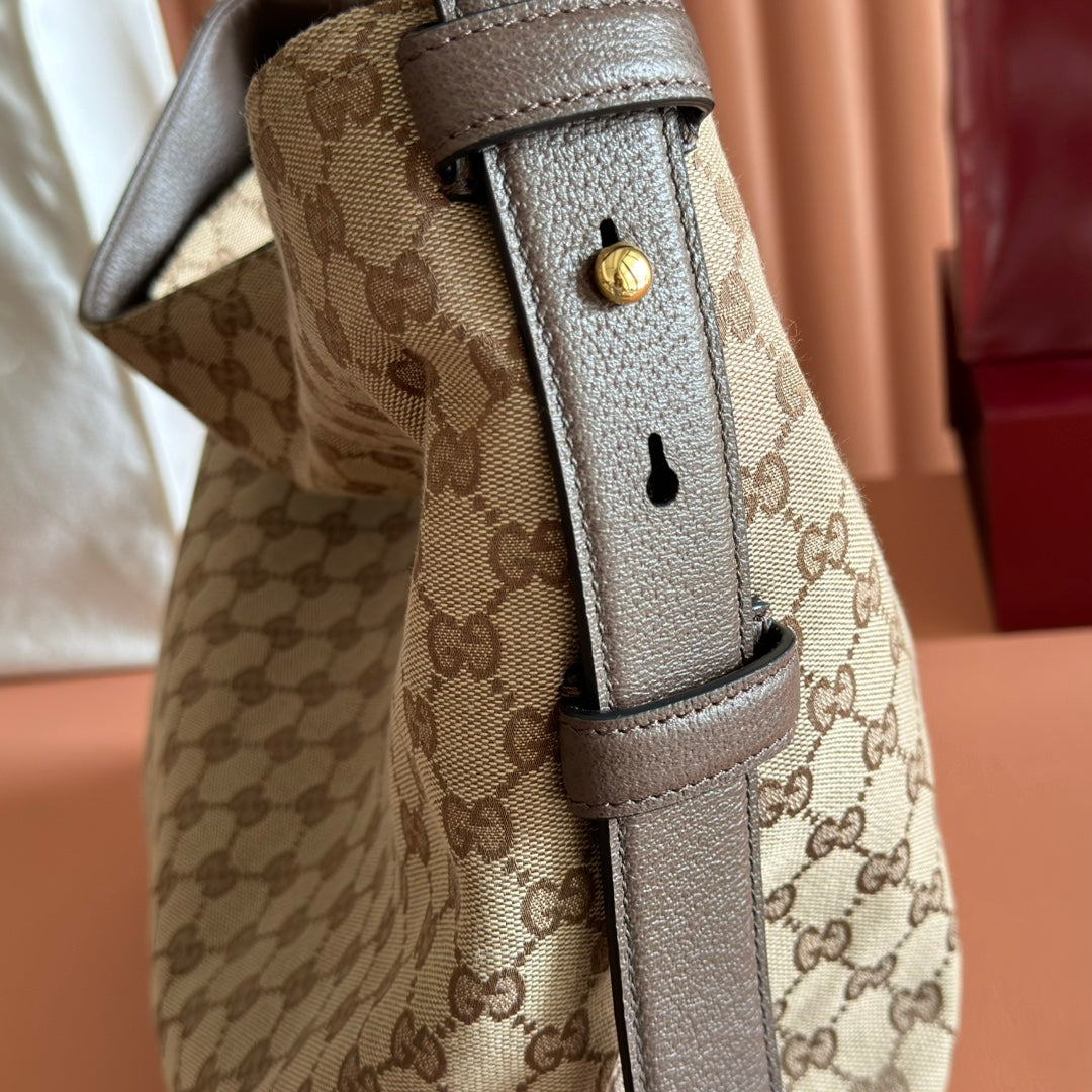 GG Beatrix Large Tote Bag Beige & Dark Brown GG Monogram Fabric 272142
