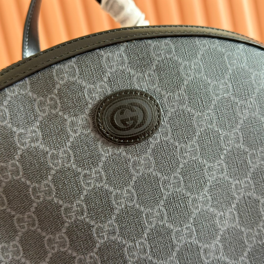 Gucci Interlocking G Backpack in Black GG Supreme Canvas Leather 273684