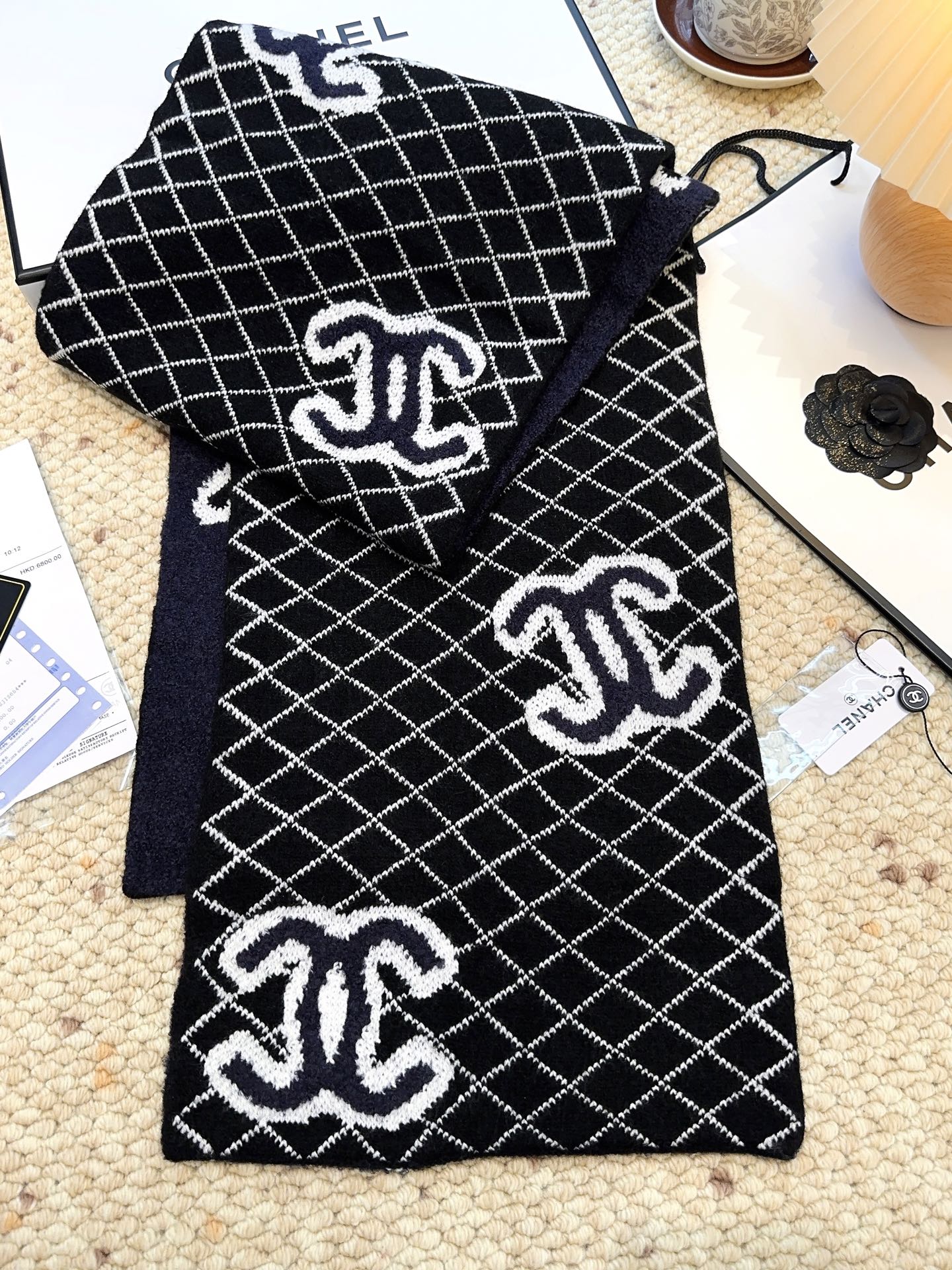 CC 25 Scarf 190cm Black Wool 968578