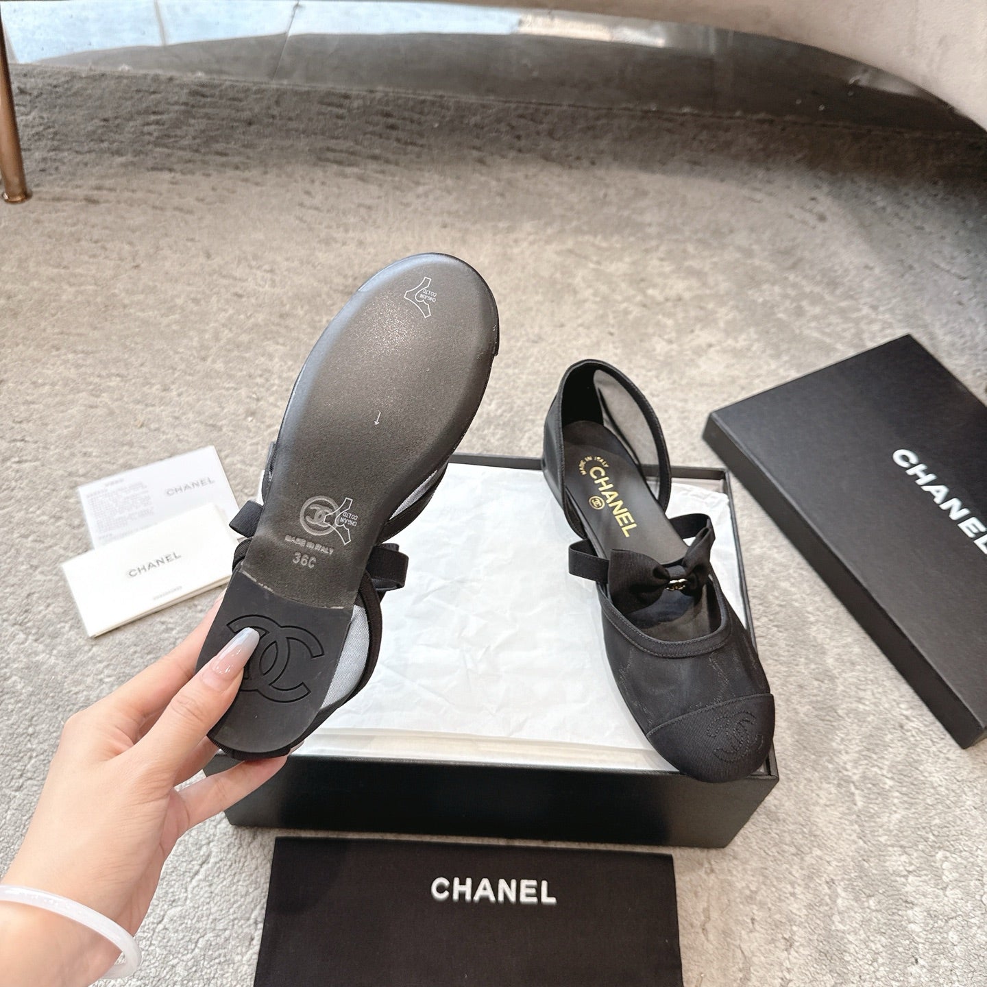 CC 25b Fall-Winter Mary Janes 15mm Black Mesh & Grosgrain 415777