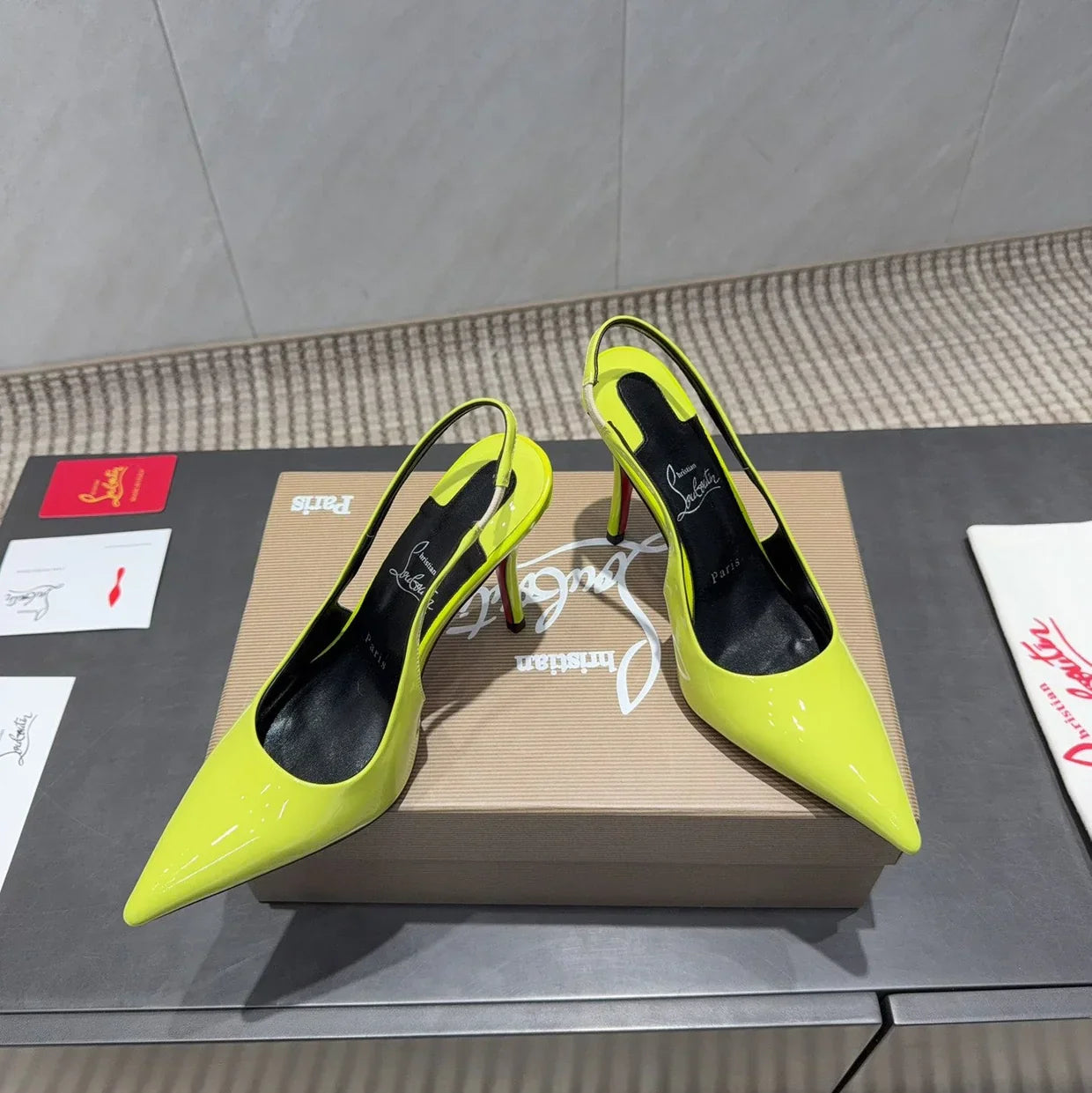 CL 26SS Slingback 100 Neon Yellow Patent Leather 613988
