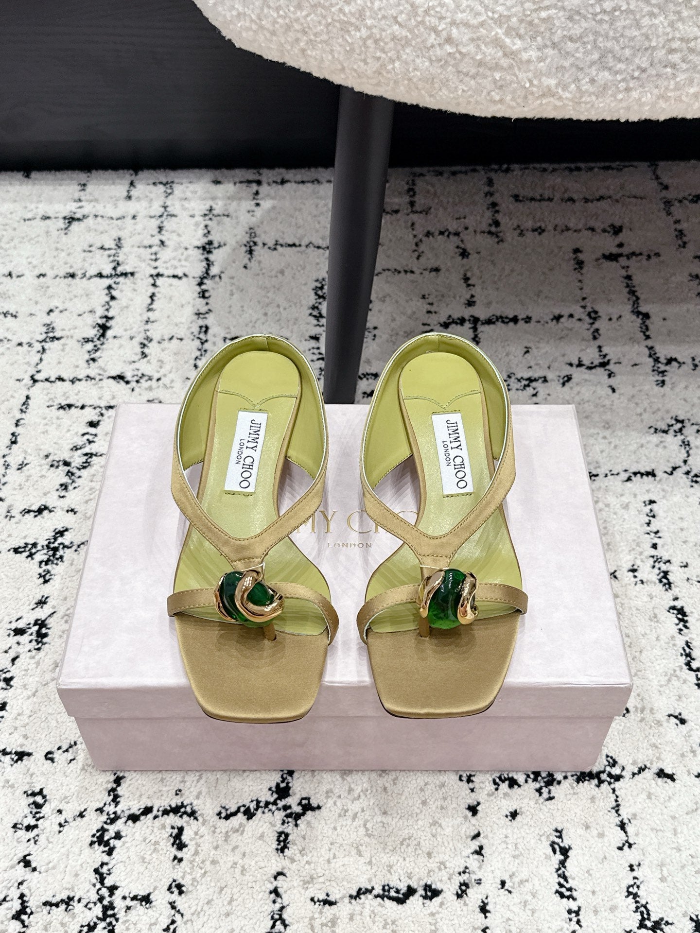 JC Emeri 35mm Sandals Olive Satin 880815