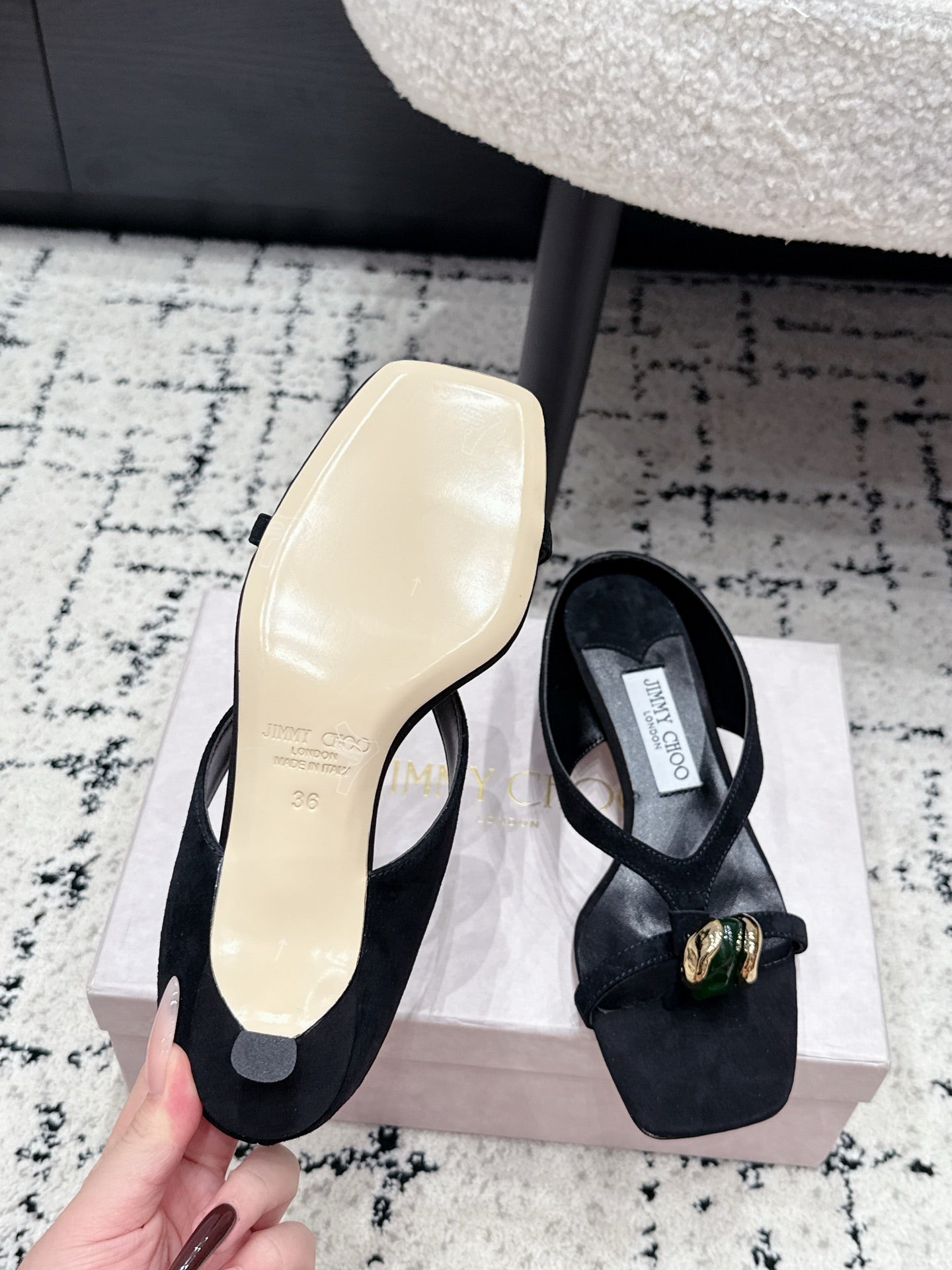 JC Emeri 35mm Sandals Black Suede 880816