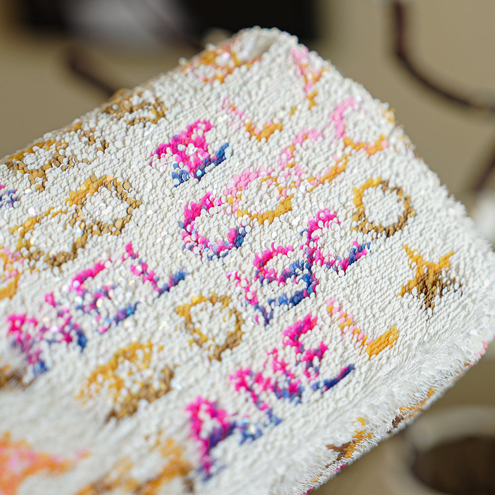 CC 2025 Flap Bag 21cm White Mix Colors Sequin 308604
