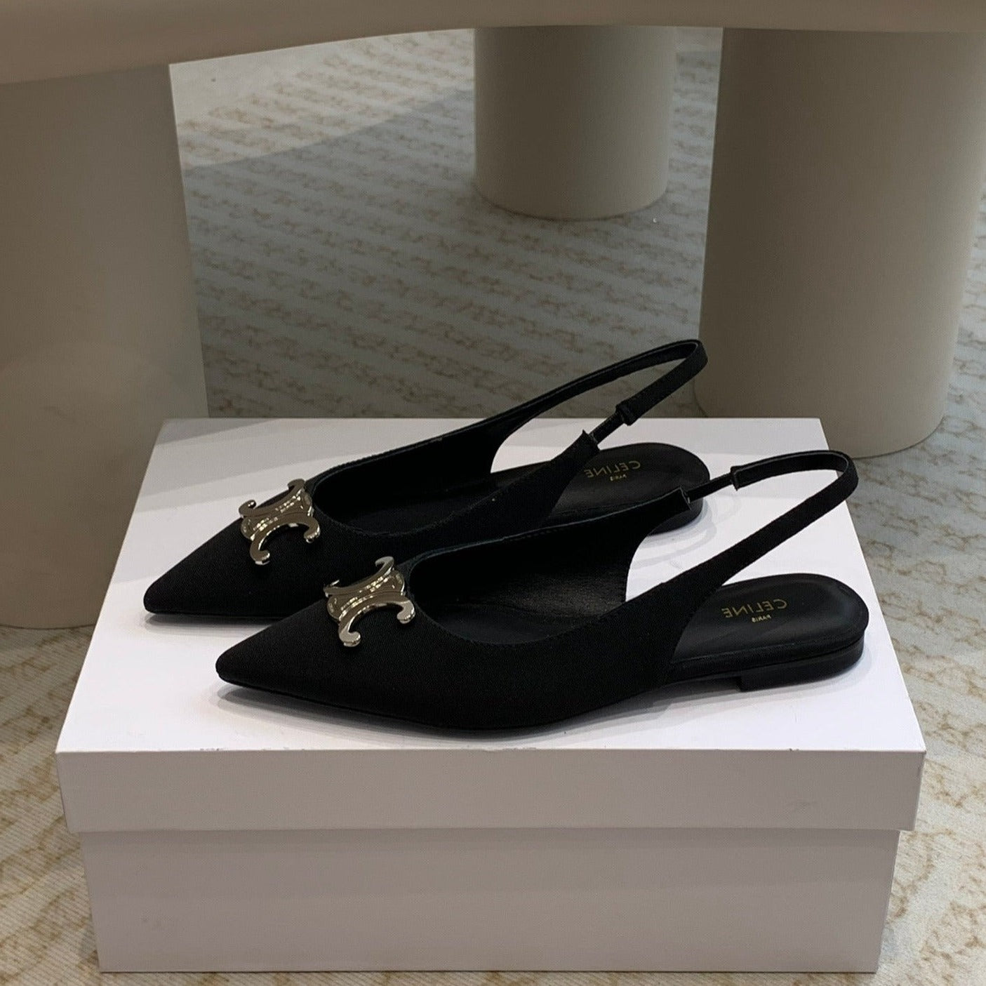 ALMA TRIOMPHE SLINGBACK IN GROS-GRAIN BLACK