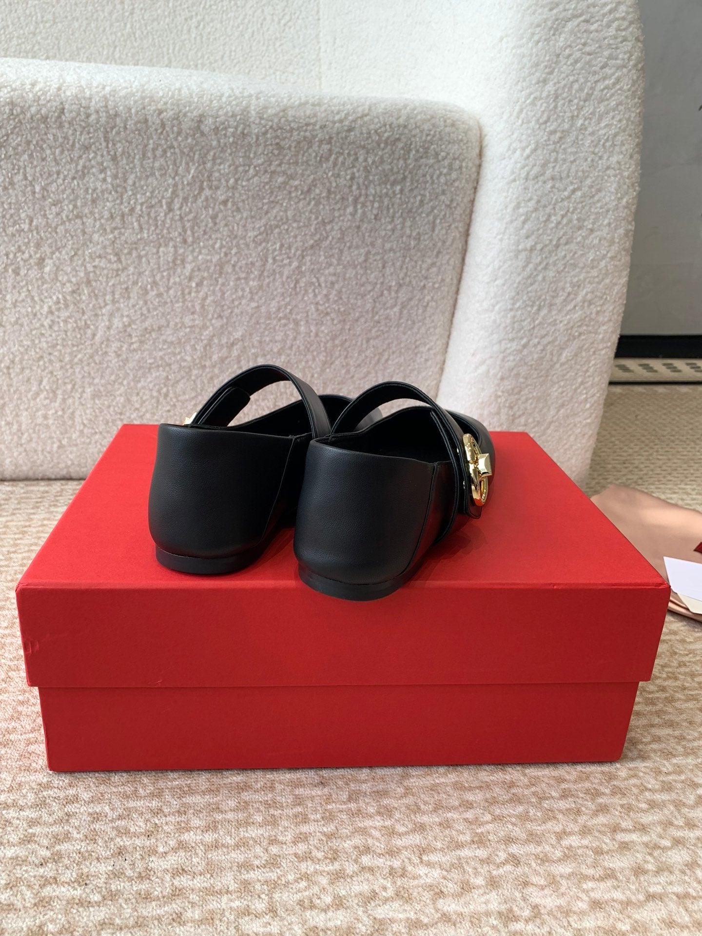 Valentino Locker Mary-Jane Ballerina In Black Calfskin