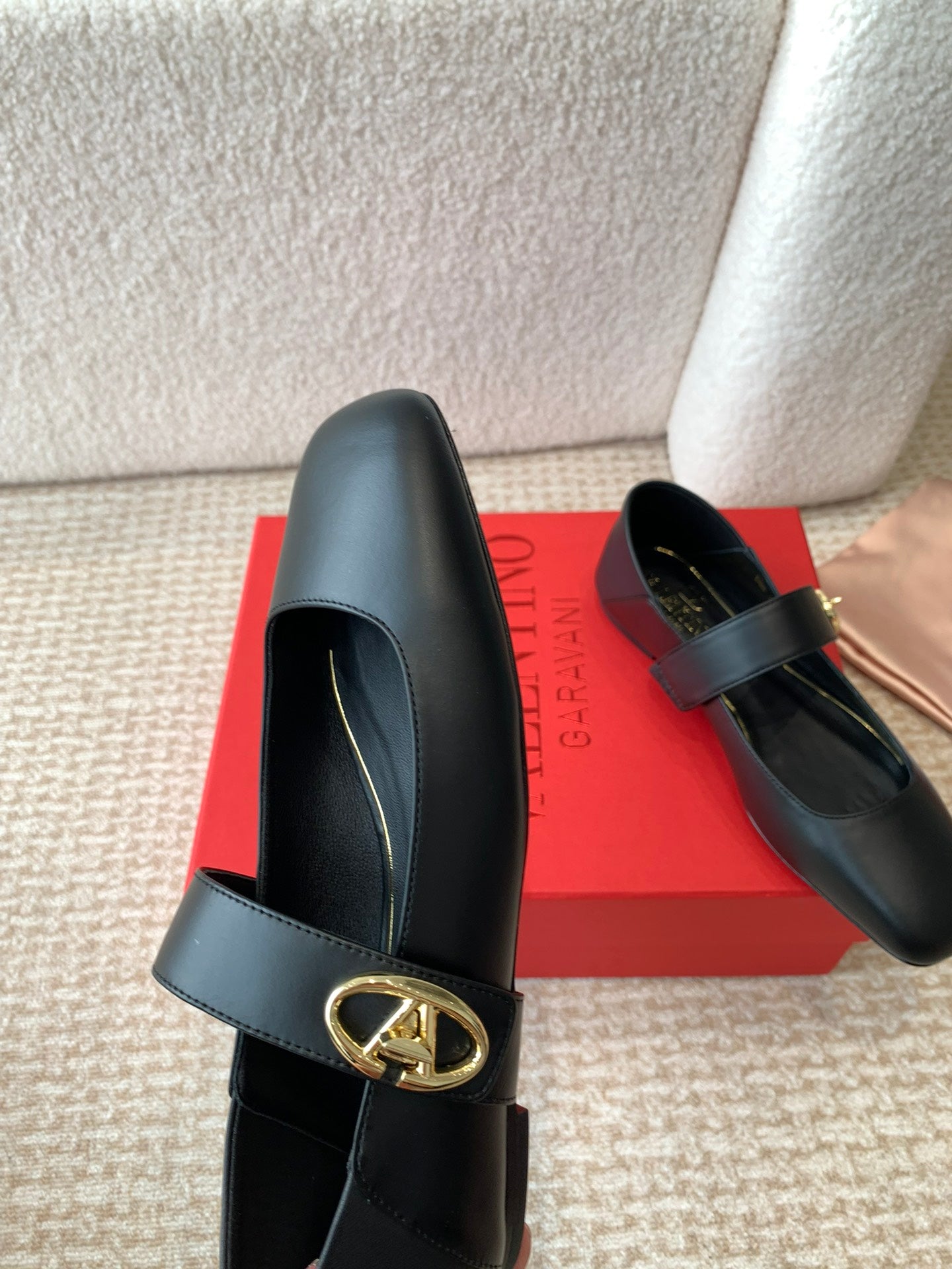 Valentino Locker Mary-Jane Ballerina In Black Calfskin