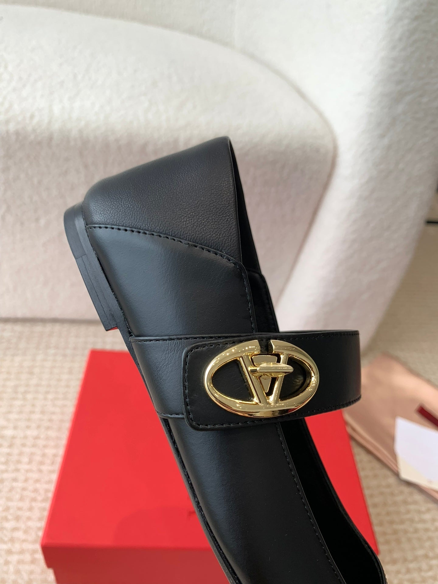 Valentino Locker Mary-Jane Ballerina In Black Calfskin
