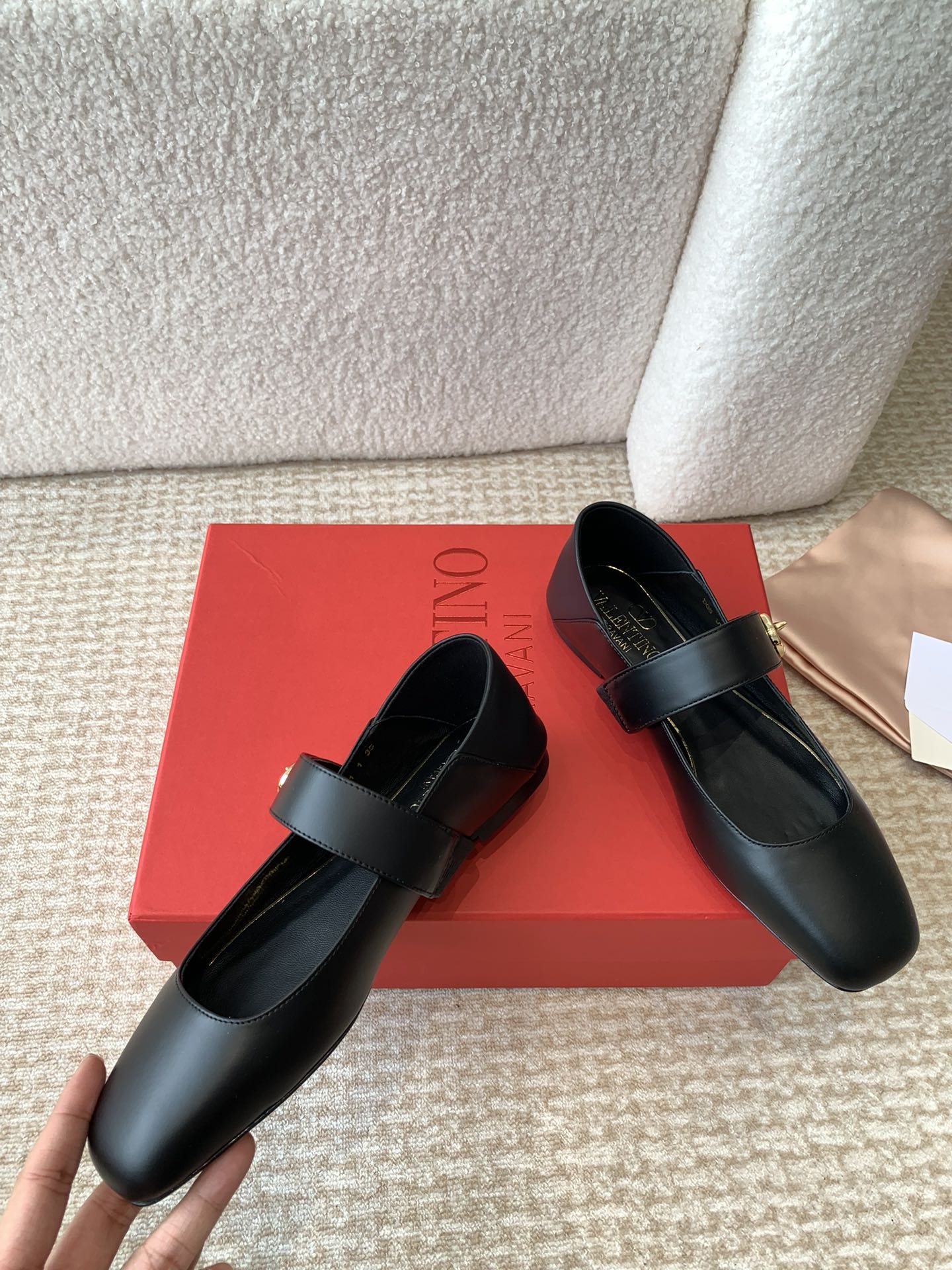 Valentino Locker Mary-Jane Ballerina In Black Calfskin