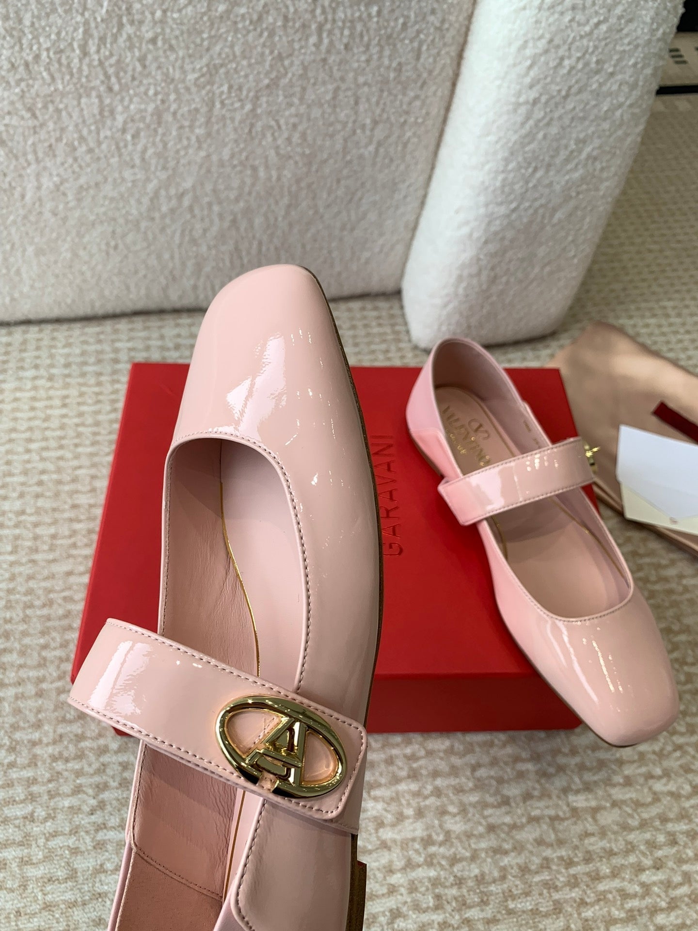 Valentino Locker Mary-Jane Ballerina In Pink Calfskin