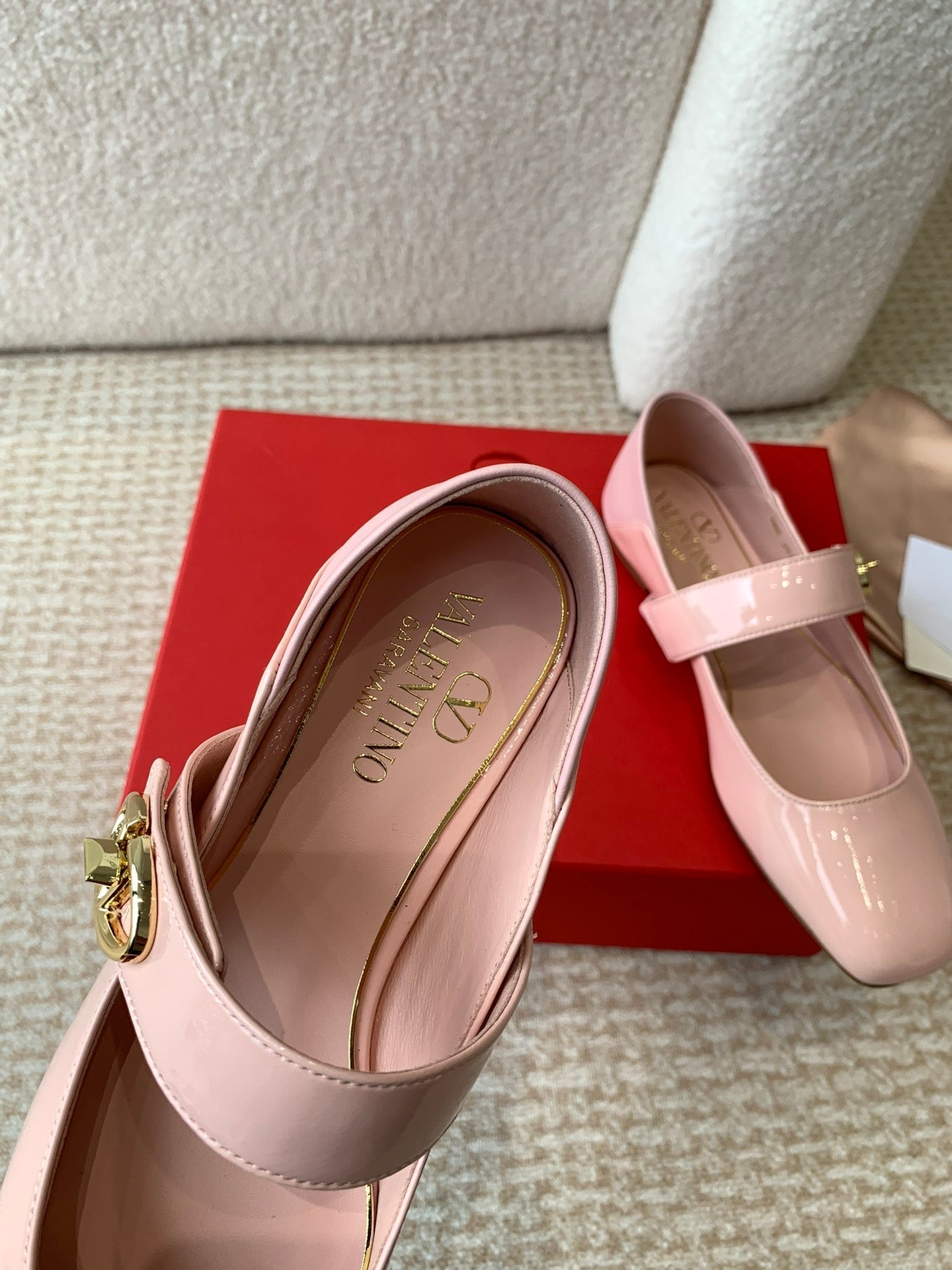 Valentino Locker Mary-Jane Ballerina In Pink Calfskin