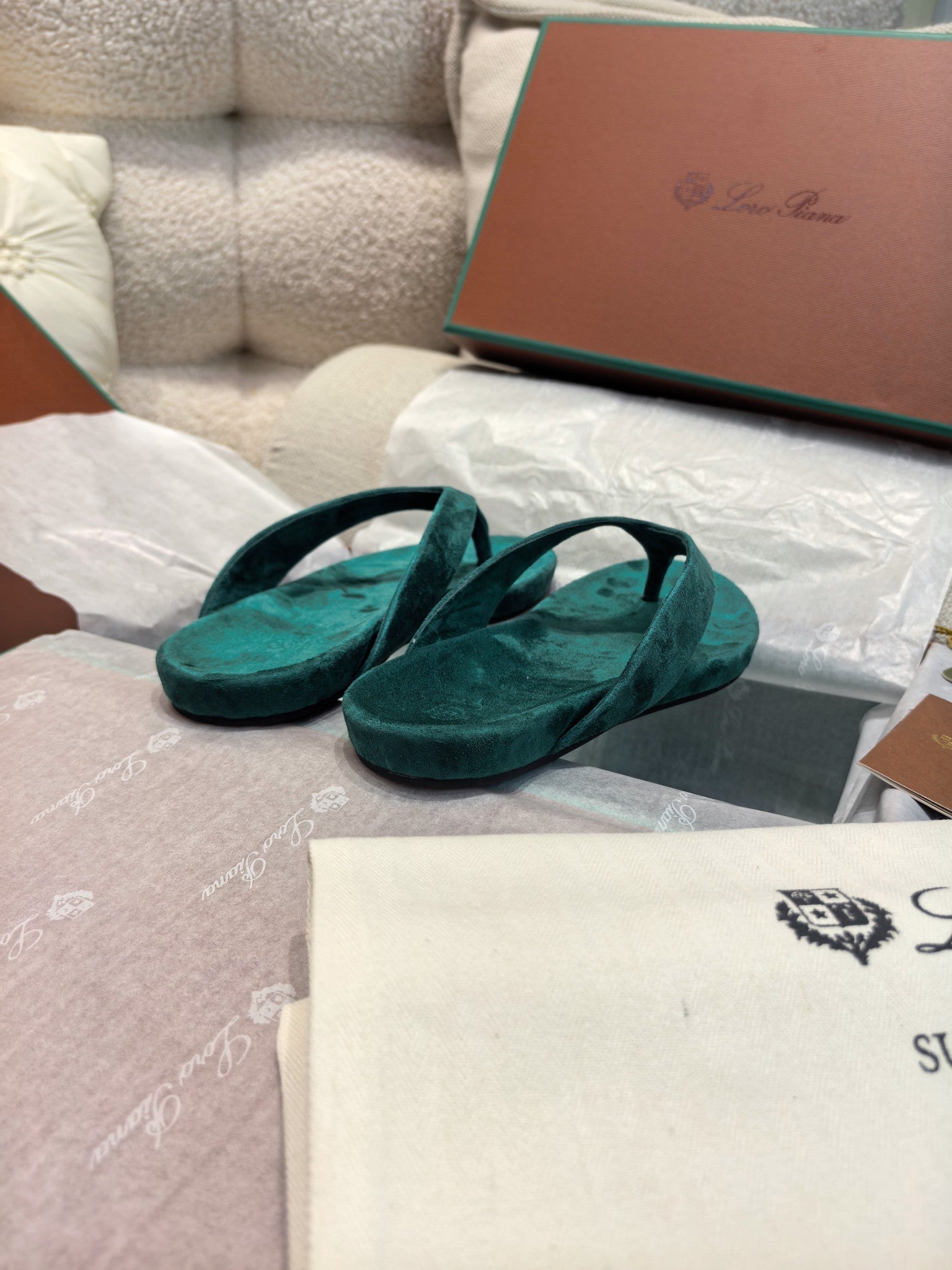 LP Ida Thong Sandal Teal Green Suede 798916