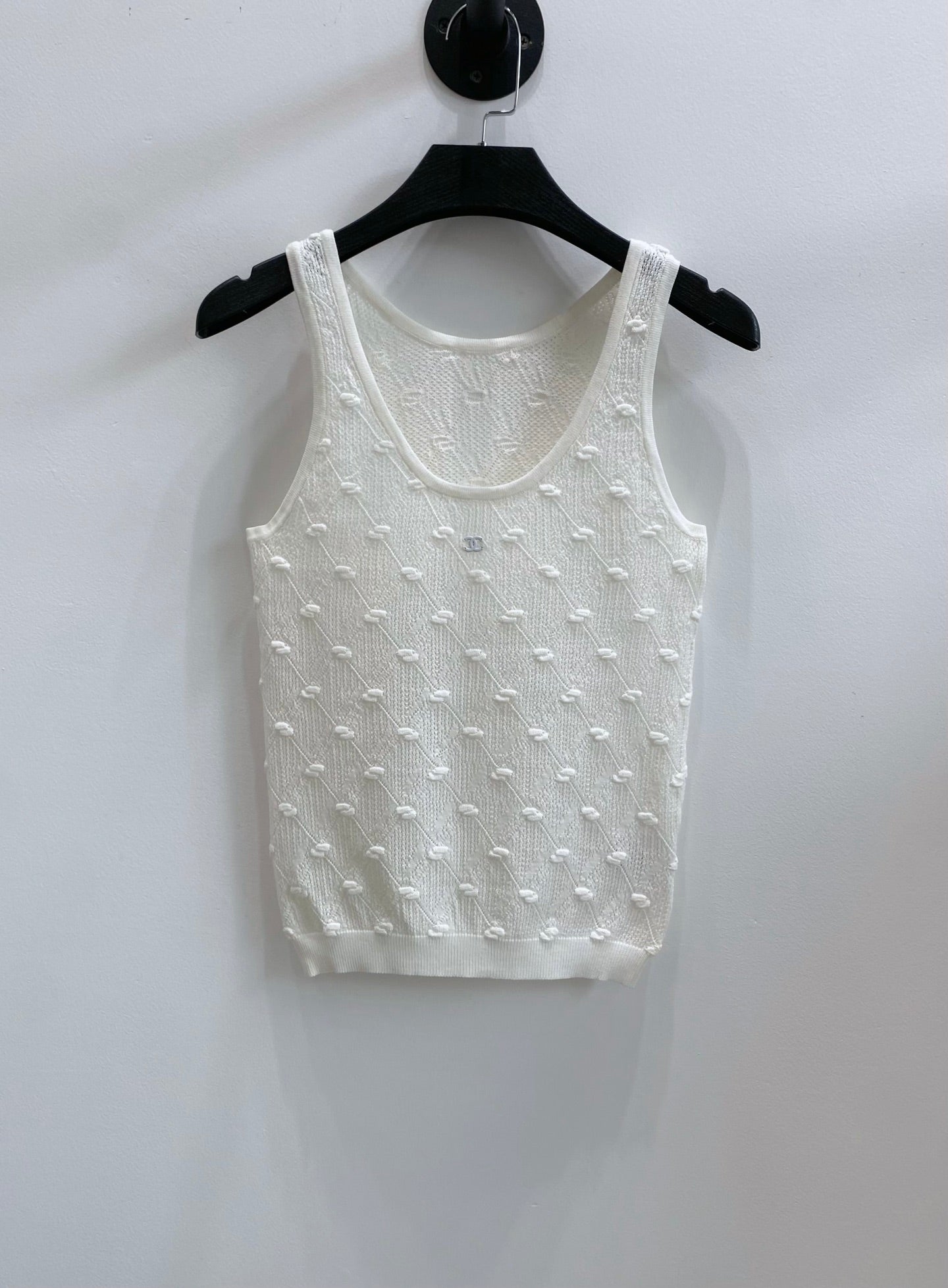 CC 26s Knit Tank Top White Cotton Viscose 423129