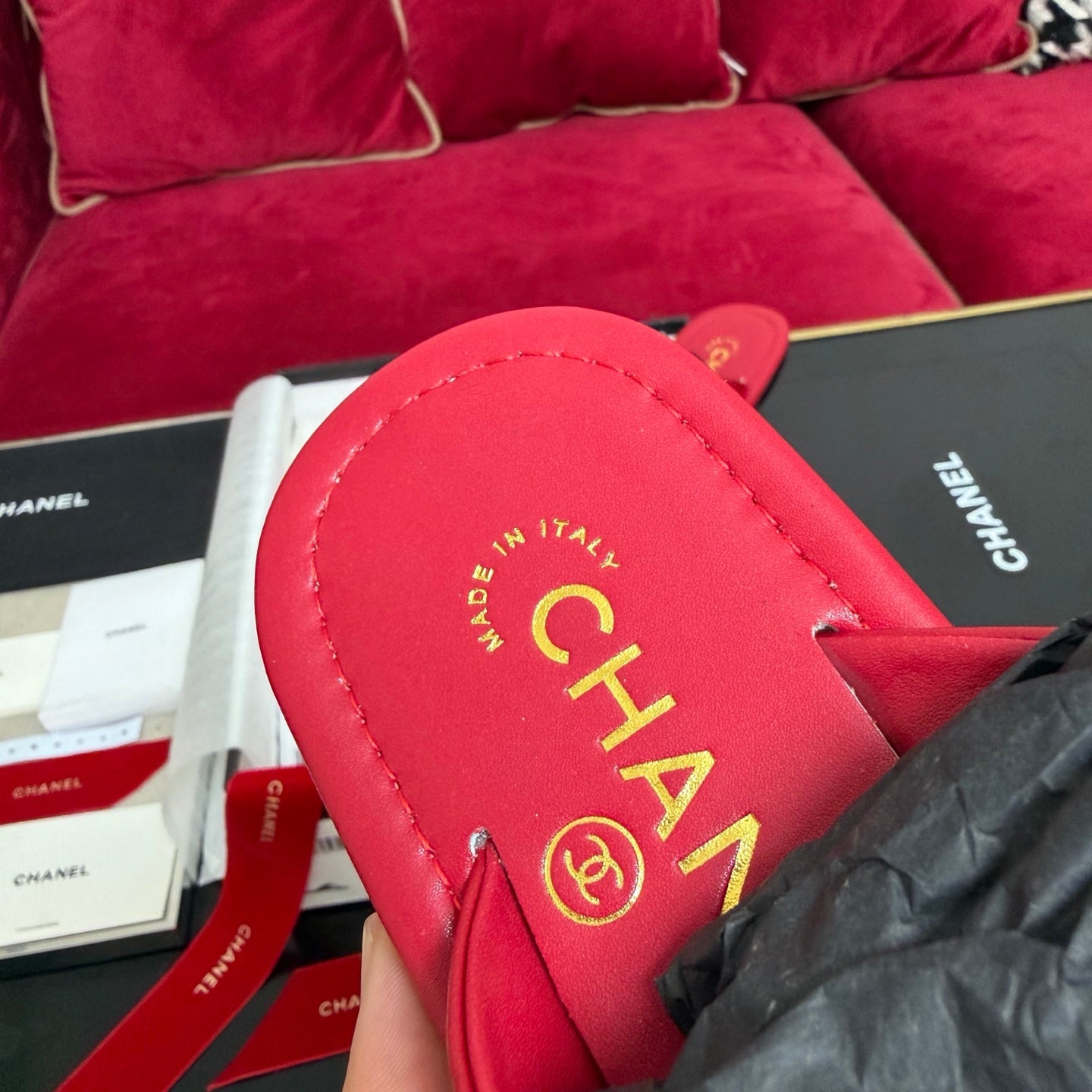 Chanel 2026 Flip-slop Sandal Red Lambskin 742745