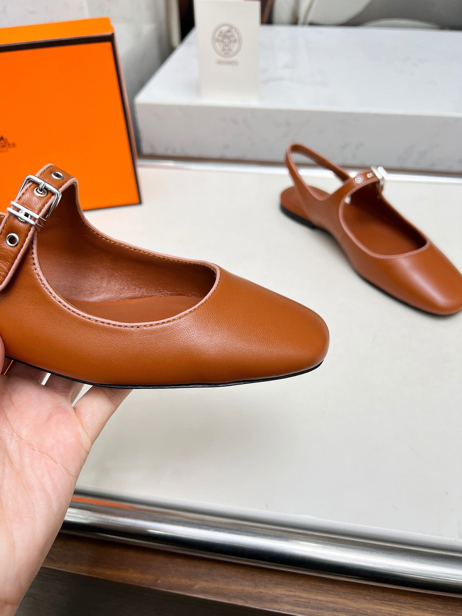 Kleo Slingback Tan Lambskin 214068