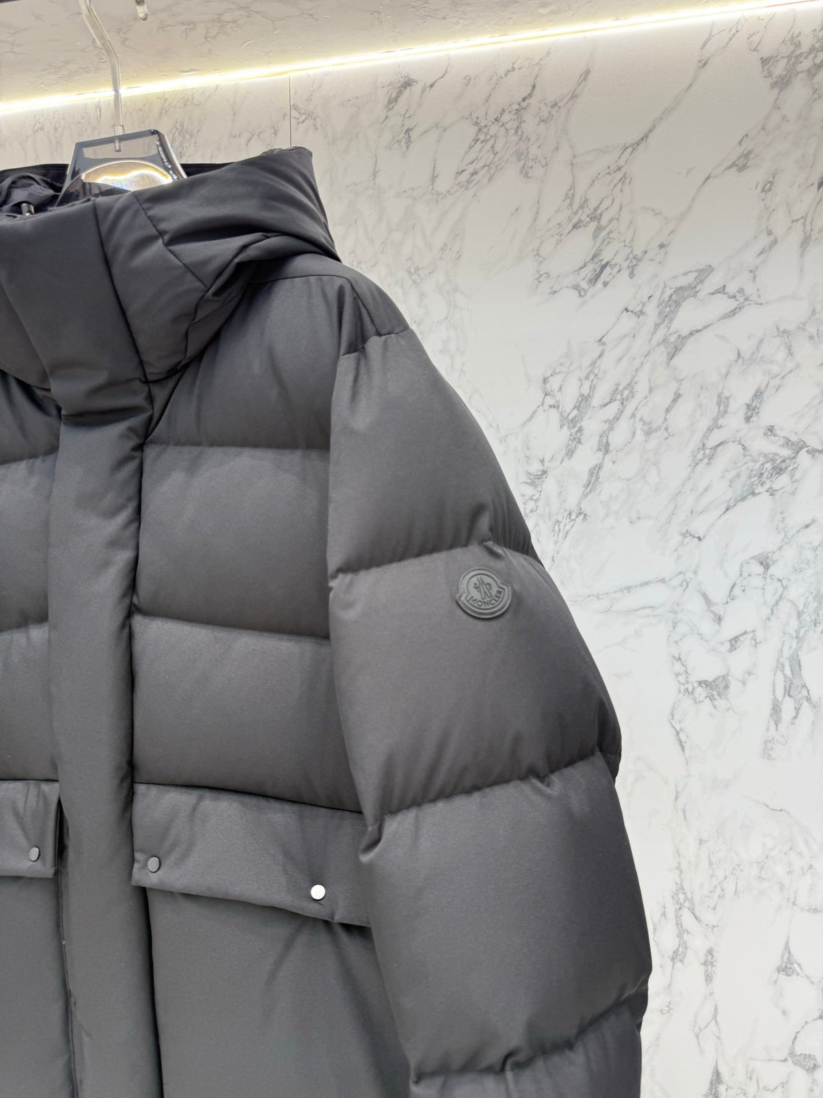 MC 26s Long Down Parka Hooded Dark Grey 435827