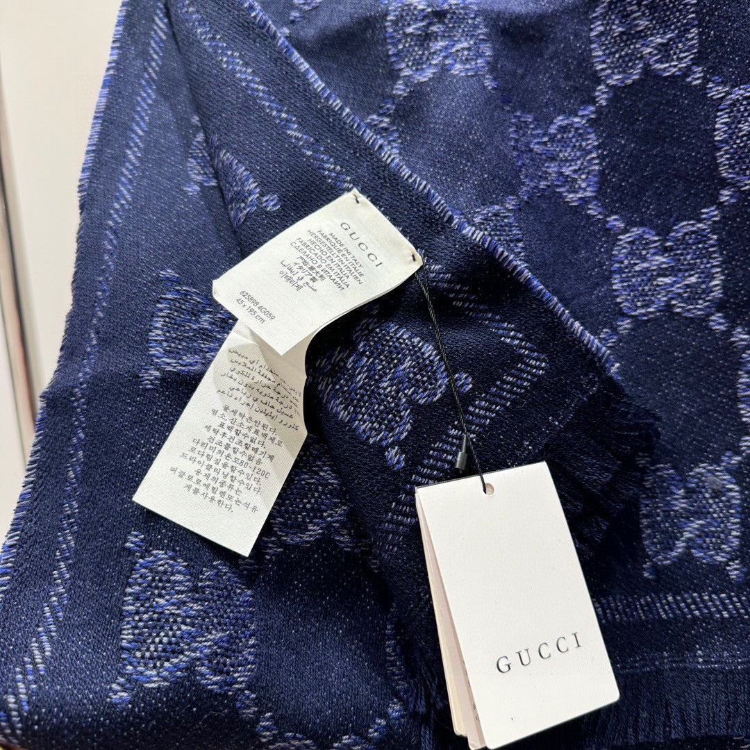 SCARF 195 CM IN NAVY BLUE WOOL 399808