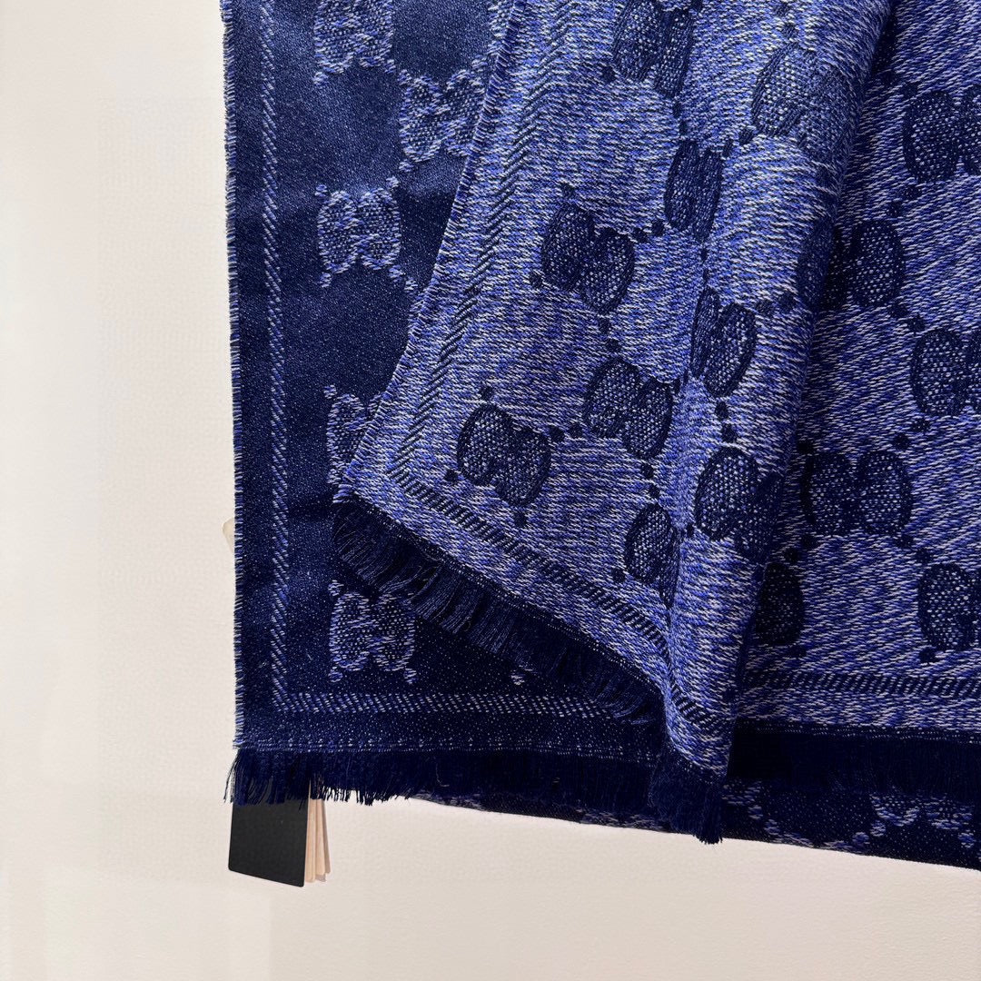 SCARF 195 CM IN NAVY BLUE WOOL 399808