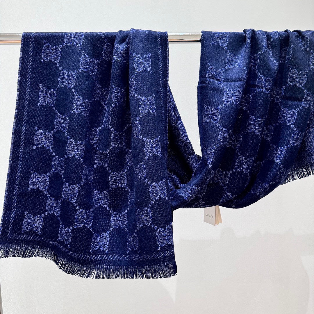 SCARF 195 CM IN NAVY BLUE WOOL 399808