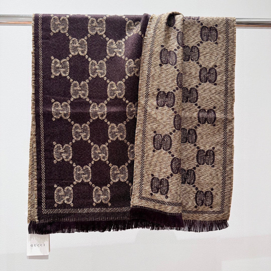 SCARF 195 CM IN CHESTNUT BROWN WOOL 399809