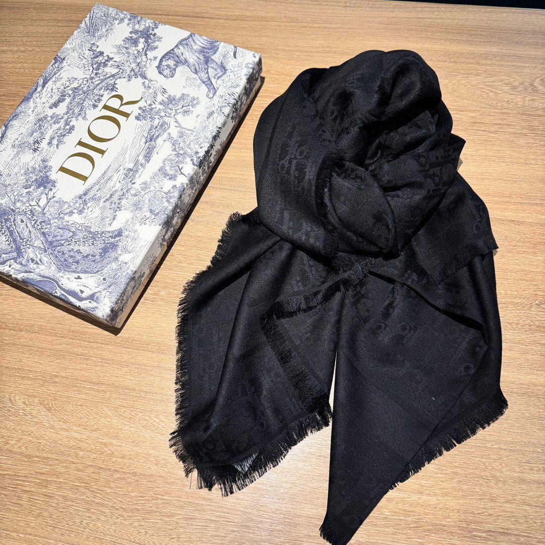 SQUARE SCARF 140 CM IN AEGEAN BLACK WOOL AND SILK 415449