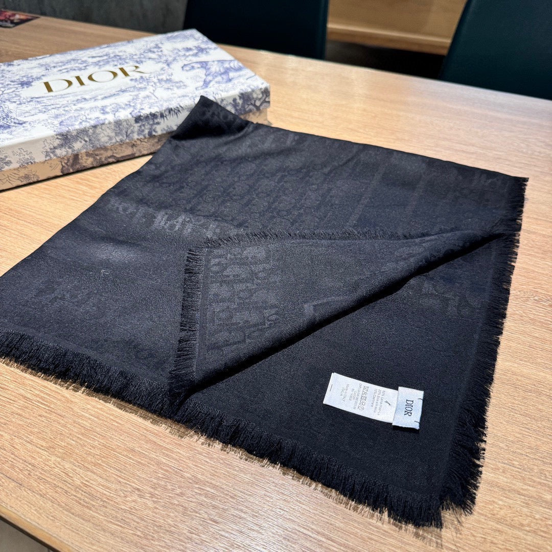 SQUARE SCARF 140 CM IN AEGEAN BLACK WOOL AND SILK 415449