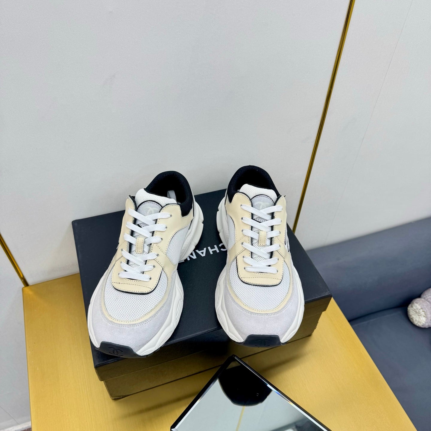 CC 26s Chunky Sneakers Grey Beige Black Suede 927334