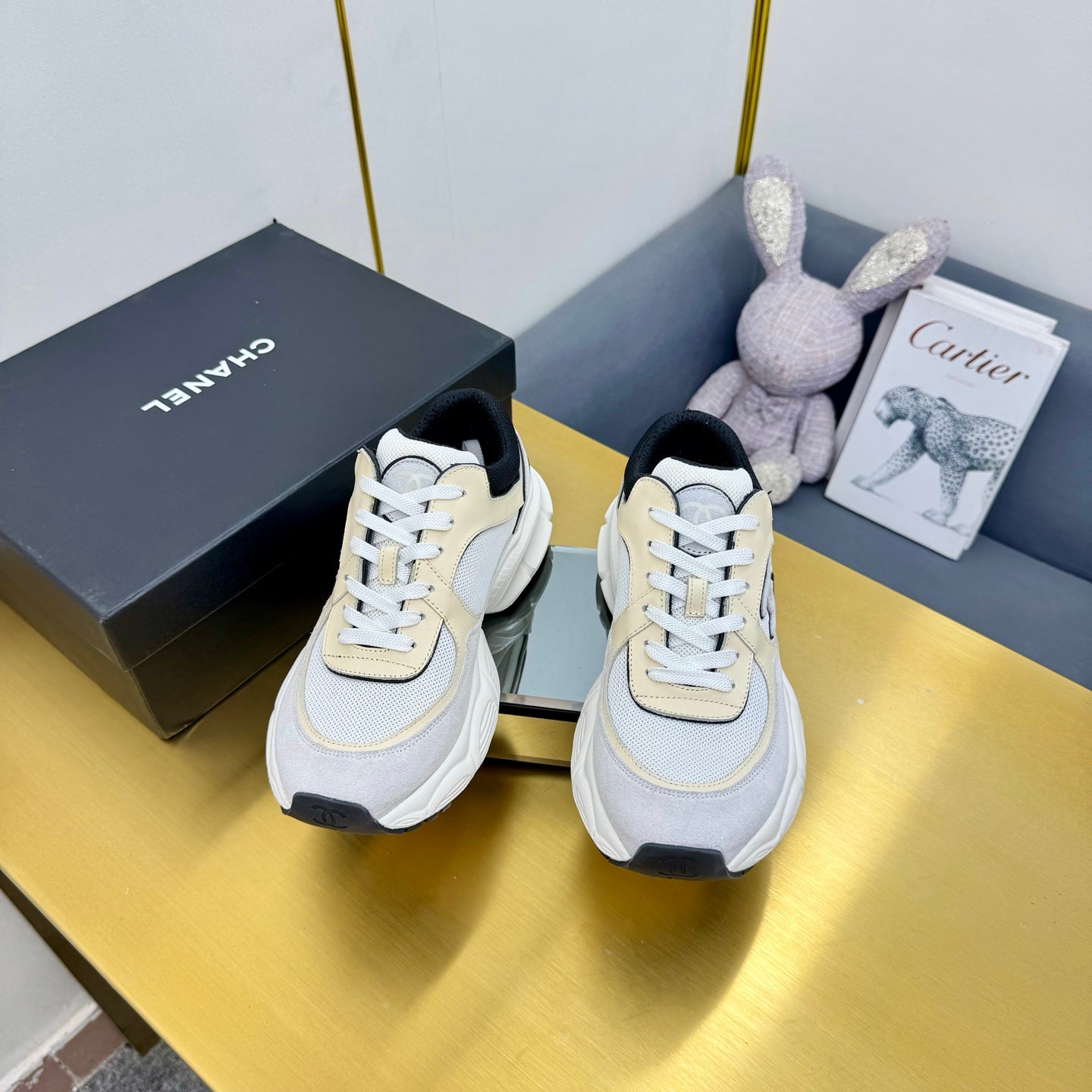 CC 26s Chunky Sneakers Grey Beige Black Suede 927334
