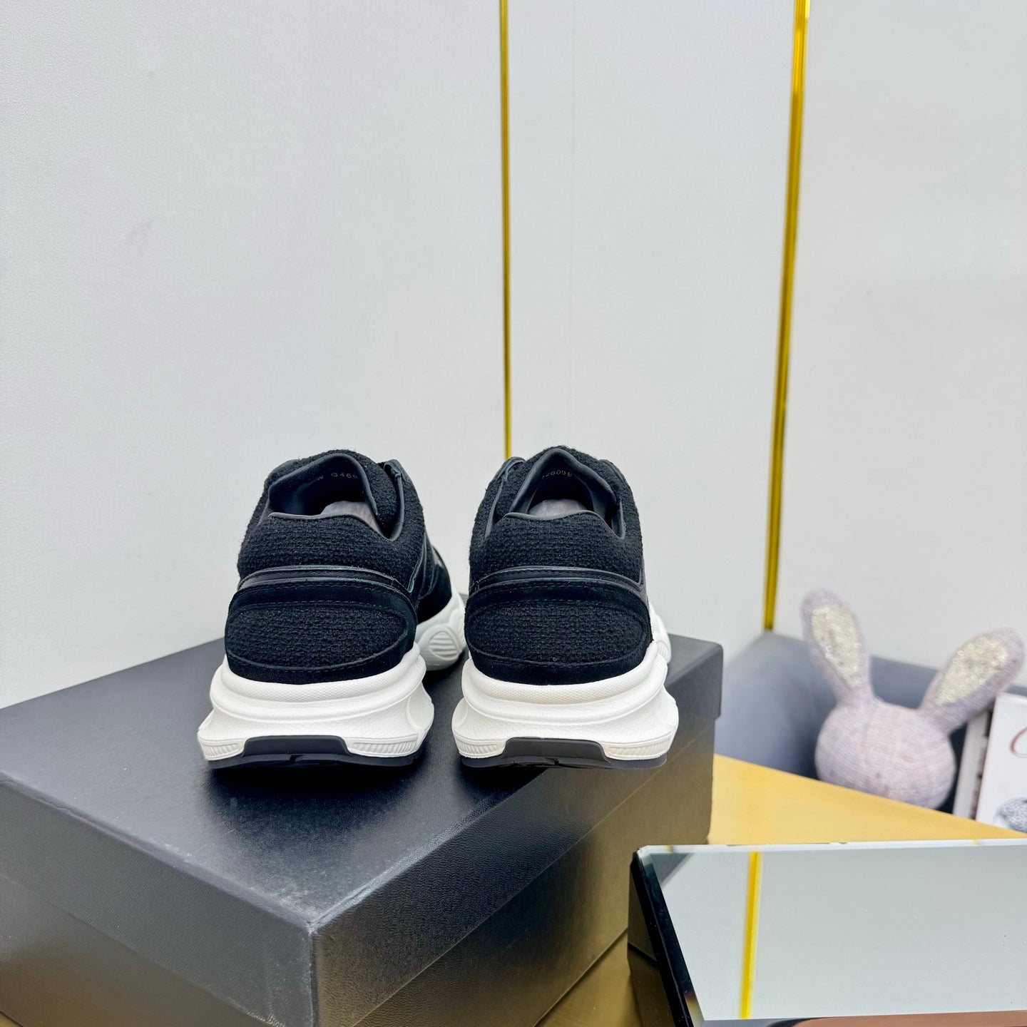 CC 26s Chunky Sneakers Black Calfskin Tweed 927329