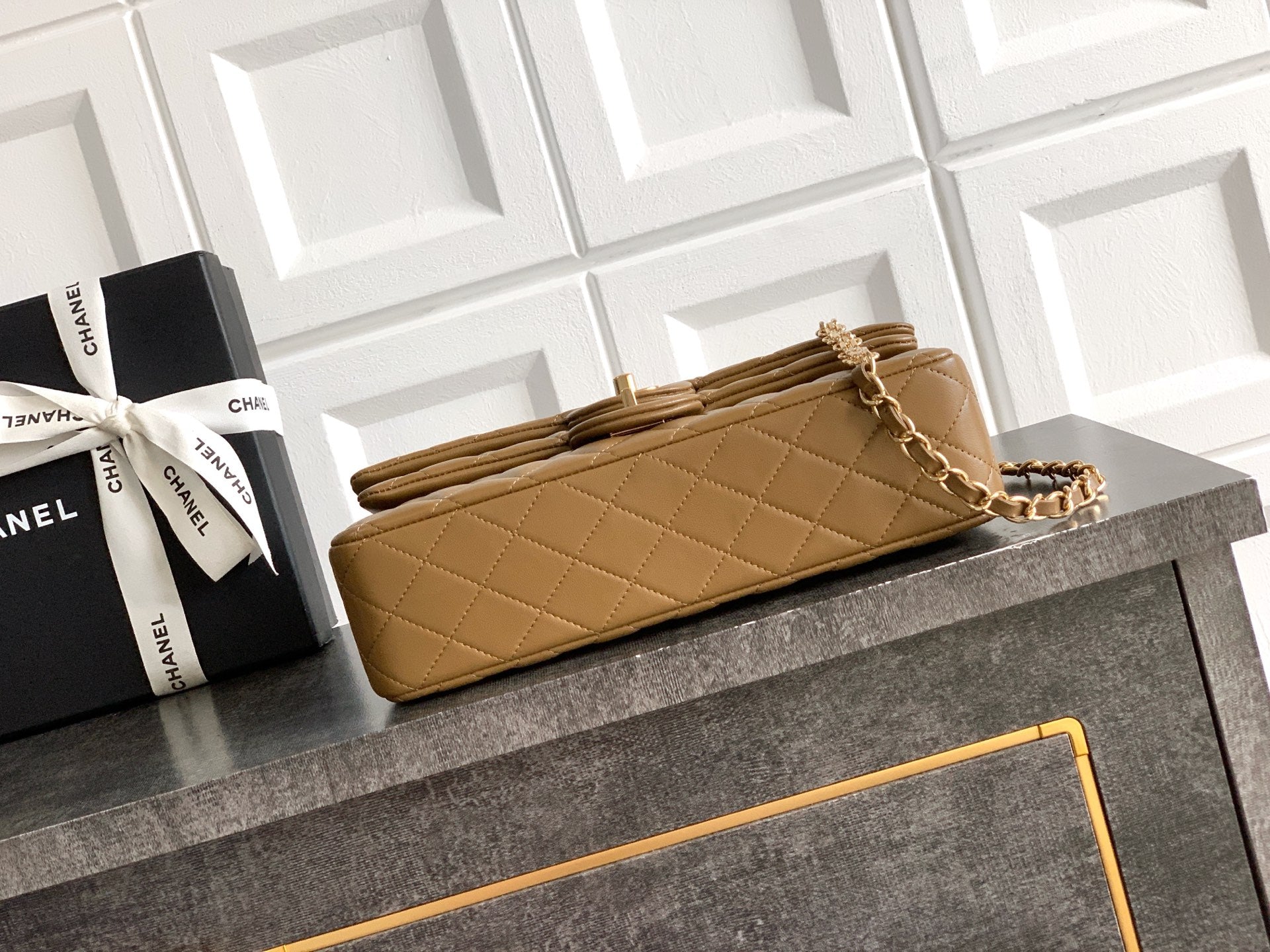 CC Double Flap 2.55 Brown Quited Lambskin