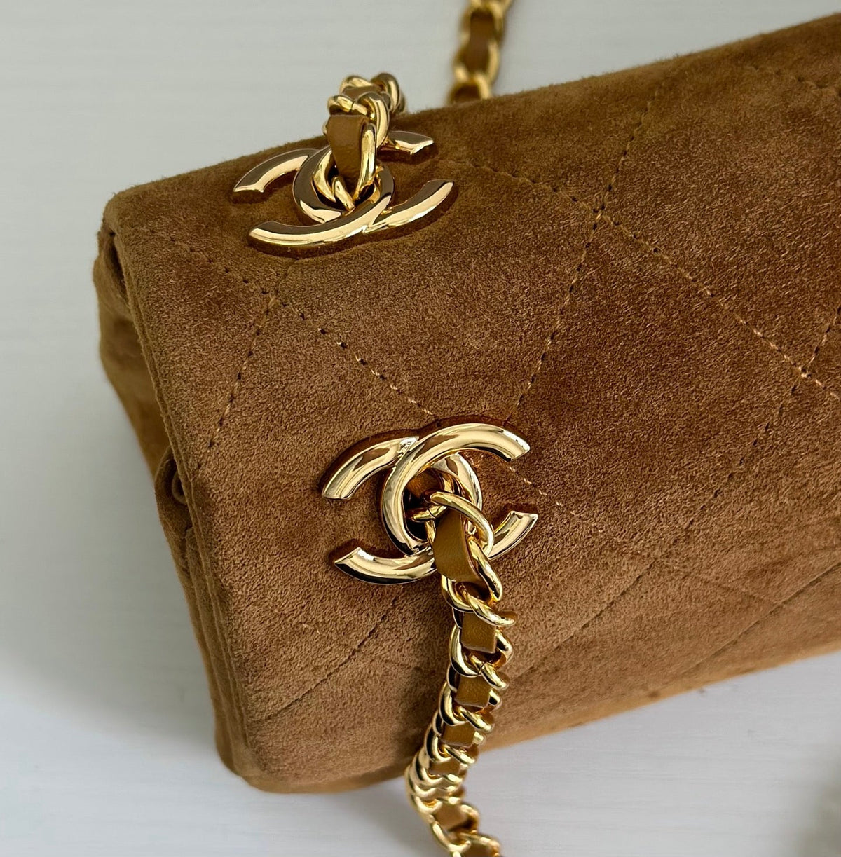 Chanel 2026 Pouch With Chain Strap 22cm Brown Suede