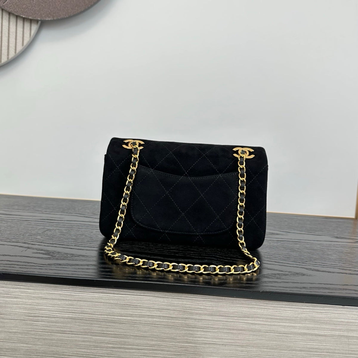 Chanel 2026 Pouch With Chain Strap 22cm Black Suede