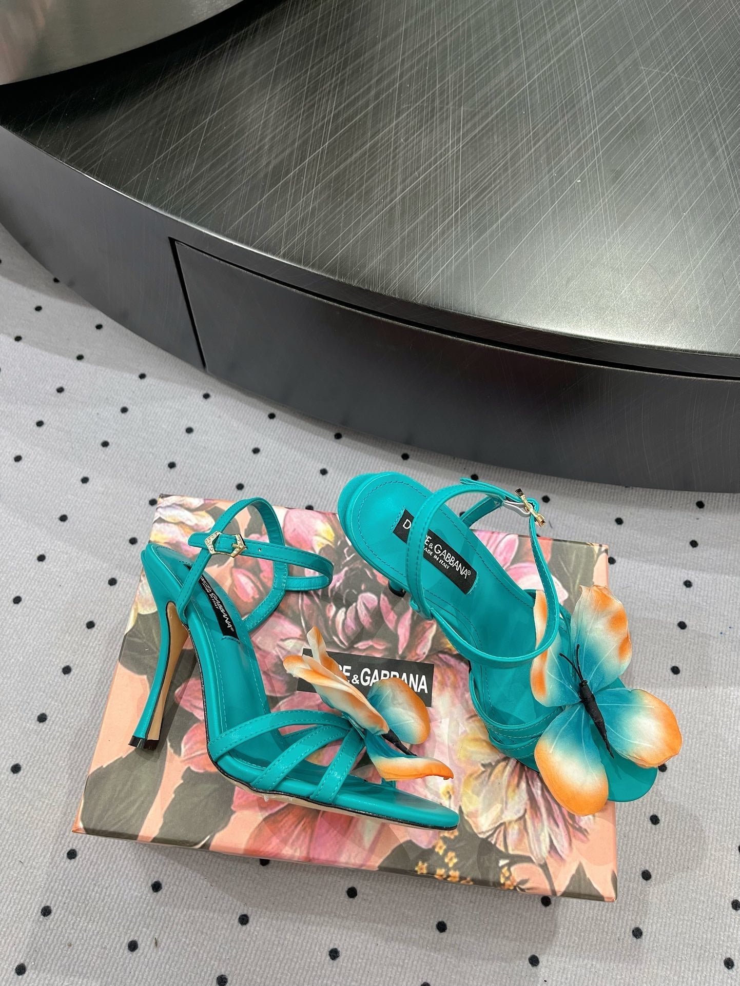 DC 24 Butterfly High Heel Blue Cowhide & Sheepskin 295968