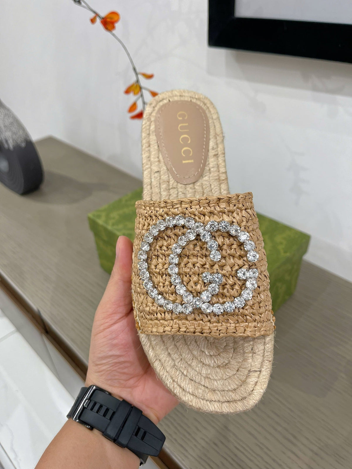 GG 26s Interlocking G Espadrille Copper Fabric