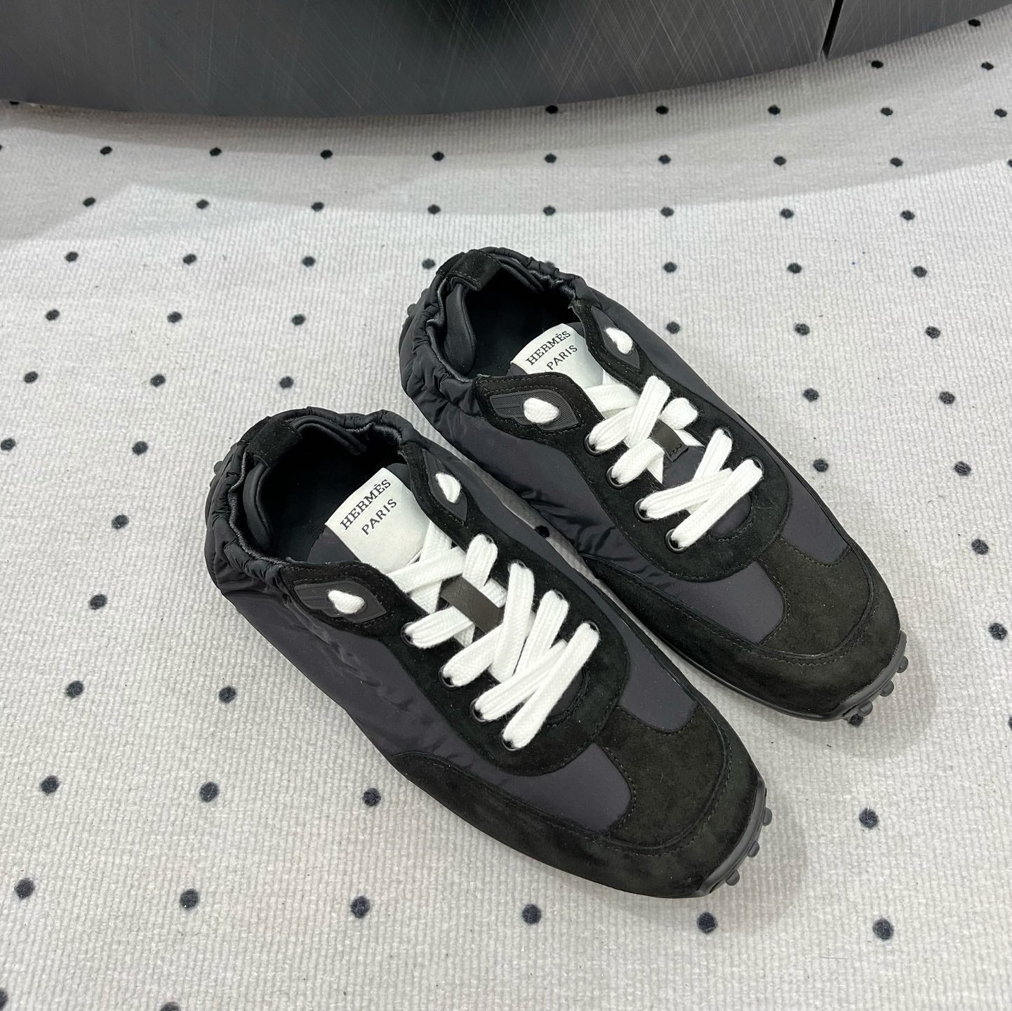 HM Sneaker 10mm In Black Grey Suede And Windbreaker Fabric 954752
